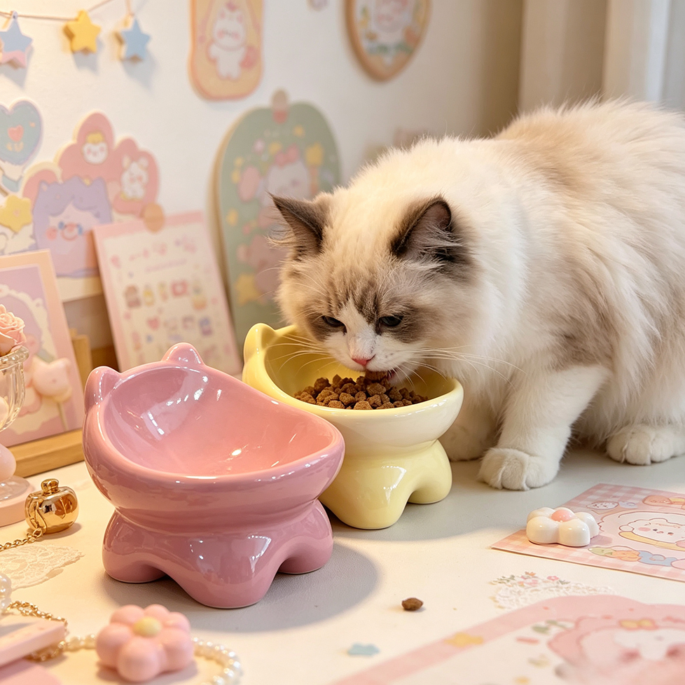 Cute Elevated Cat Bowls Collection