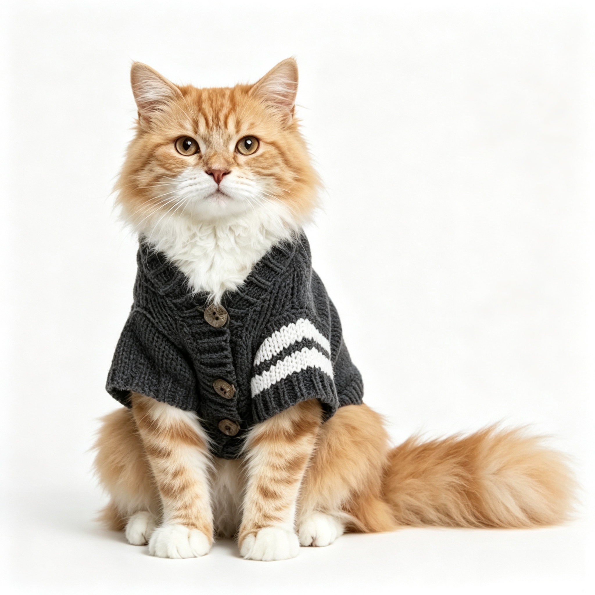 Knit Cat Sweater - Soft Warm Cat Clothes Cardigan, Grey M Stylish Pet Knitwear Sweaters for Cats Only, Fall Winter Puppy Clothing Jacket Pajamas also for Small Dogs