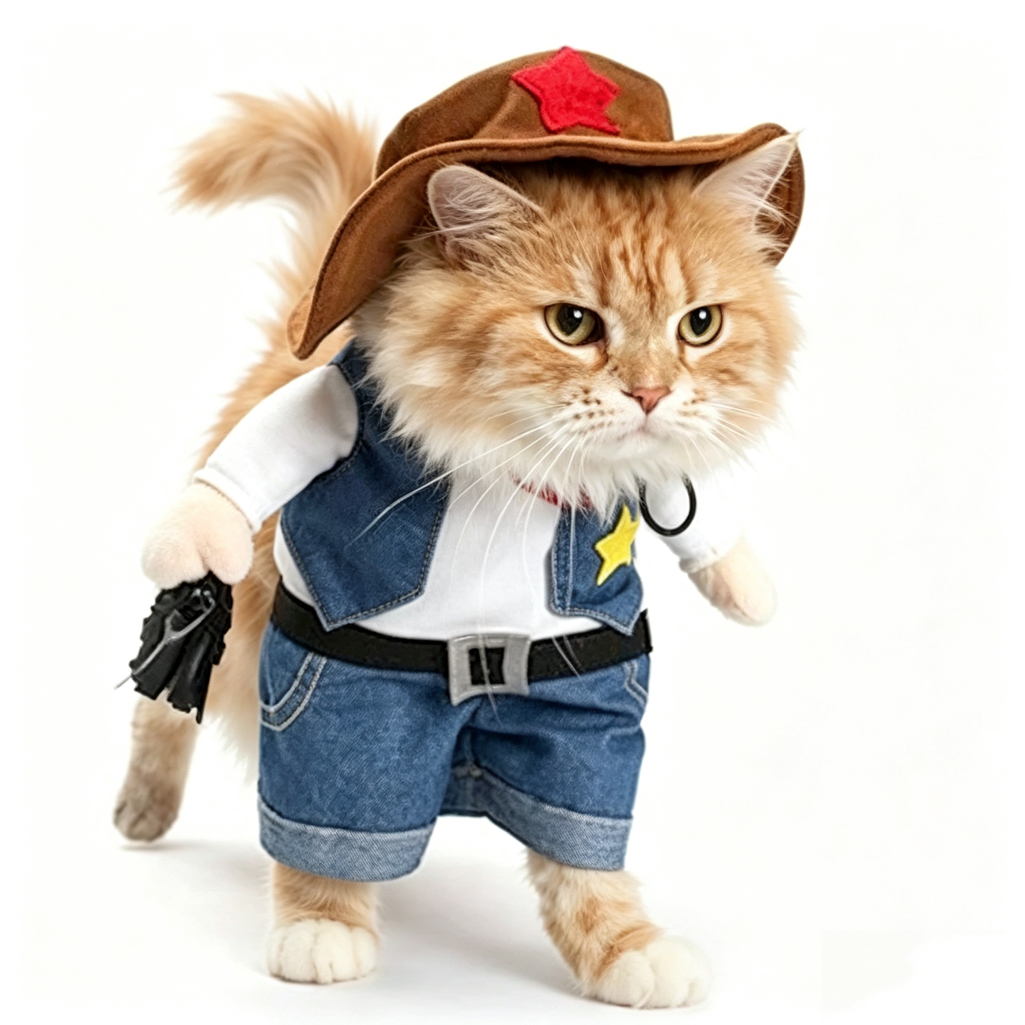 Cowboy Dog Costume with Hat - Blue Cat & Small Dog Halloween Costume (Small)