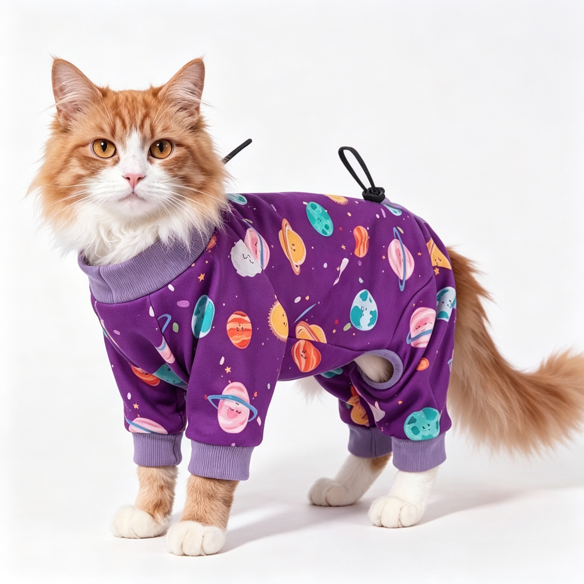 Sticky Hair Cat Clothes, Anti-Shedding Cat Pajamas, Purple 2XL