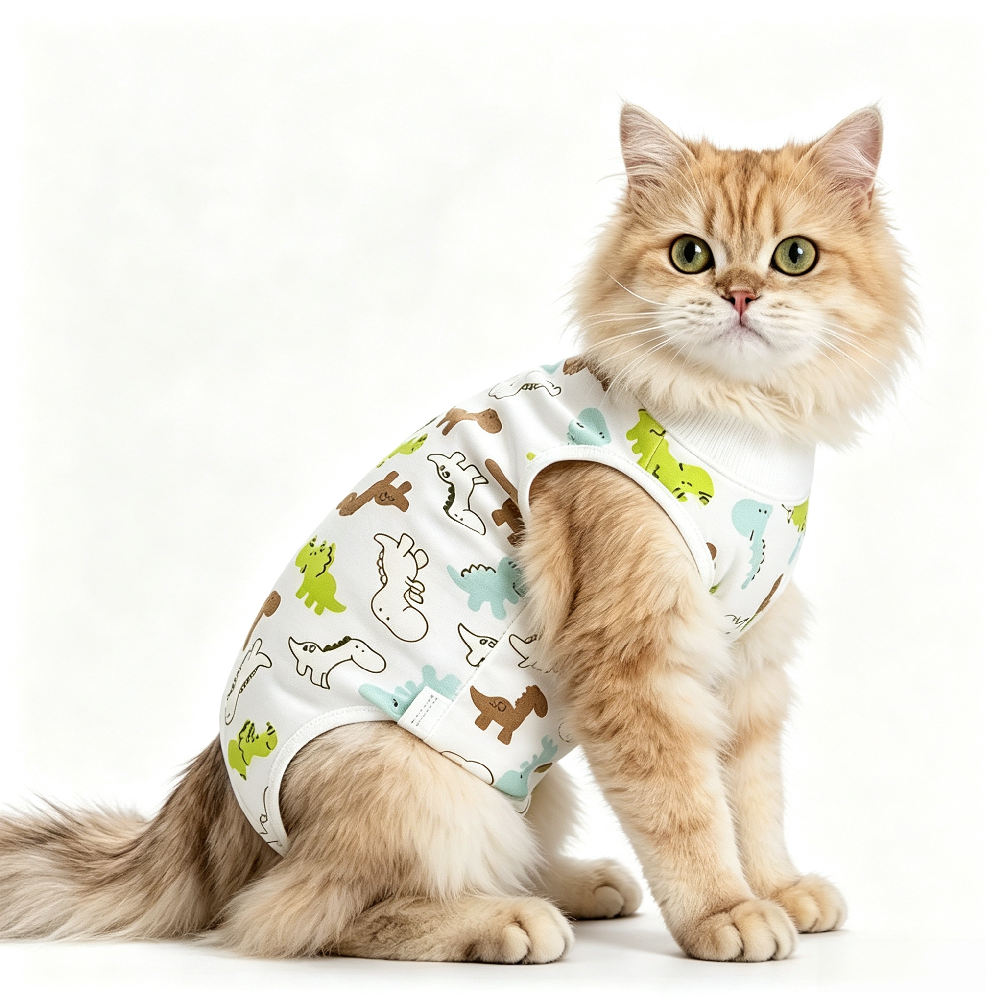 Cat Recovery Suit for Spay Abdominal Wounds Female, Onesie for Cats After Surgery, Surgery Recovery Suit Kitten Onesie for Cats Anti Licking (Dinosaur, Medium)