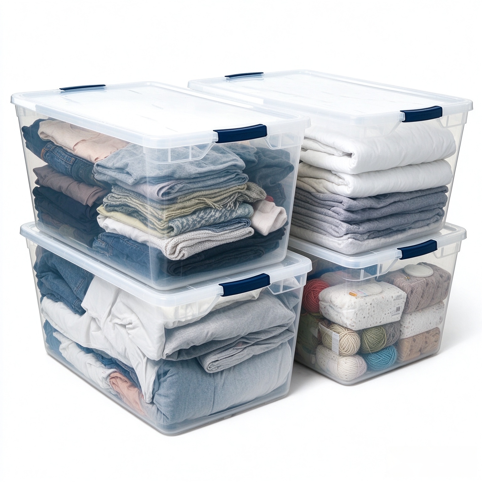 Rubbermaid Cleverstore 95 Qt Clear Storage Bins with Lids, 4-Pack, Stackable, BPA-Free, Made in USA