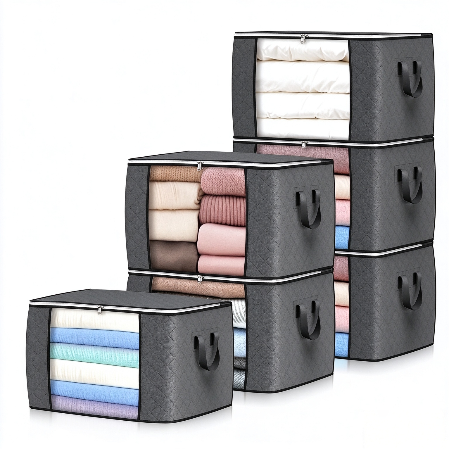 90L Large Storage Bags, 6 Pack Clothes Storage Bins Closet Organizers