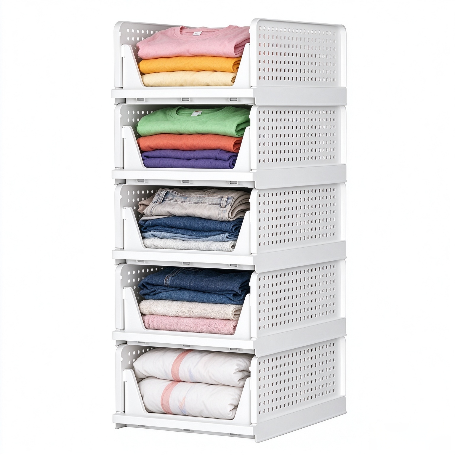 SNSLXH Closet Organizers and Storage, 5 Pack Stackable Closet Bins