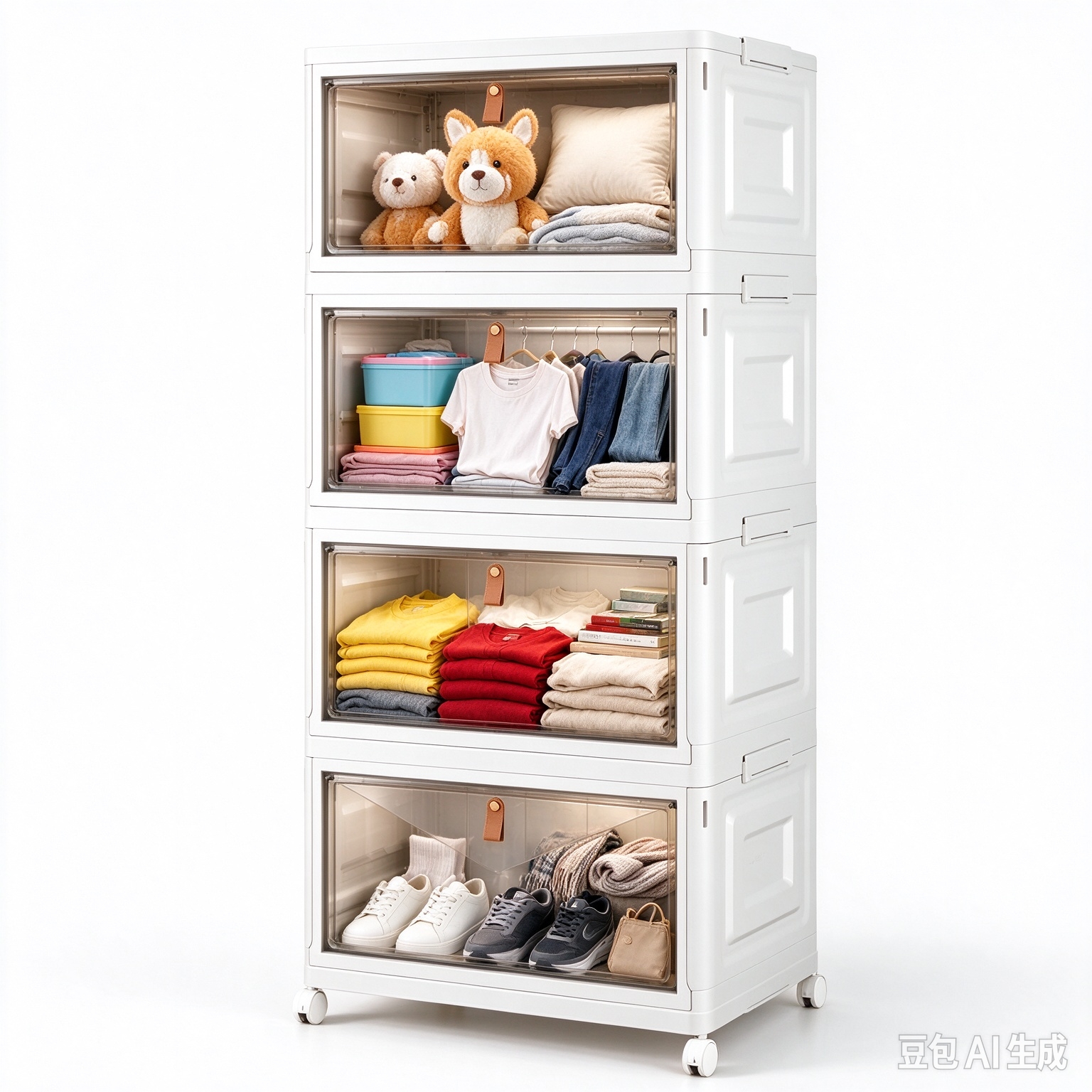 Wise Oannes Closet Organizers and storage with Wheels, 23QT White