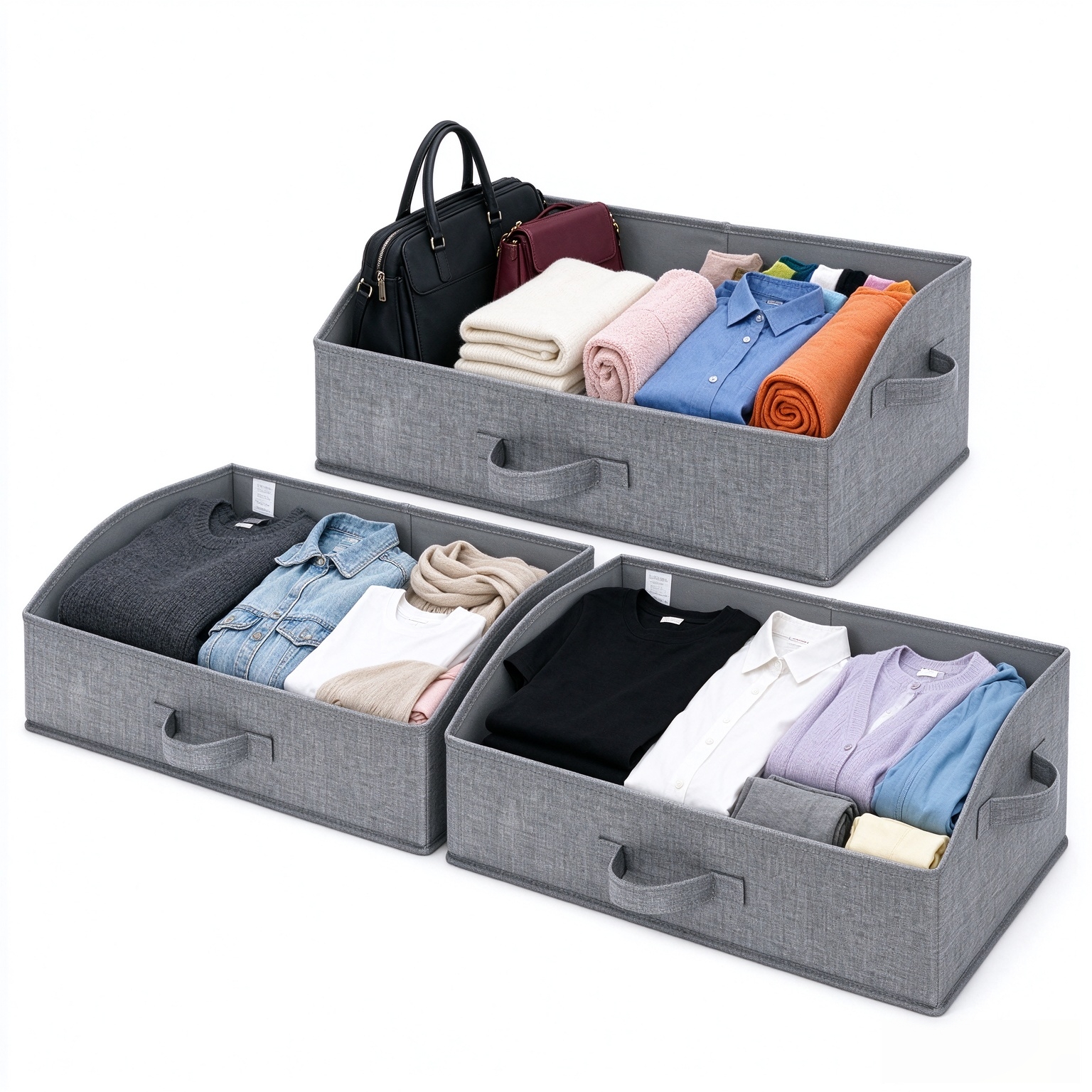 GRANNY SAYS Trapezoid Closet Storage Bins, Large, Dark Gray, 3-Pack