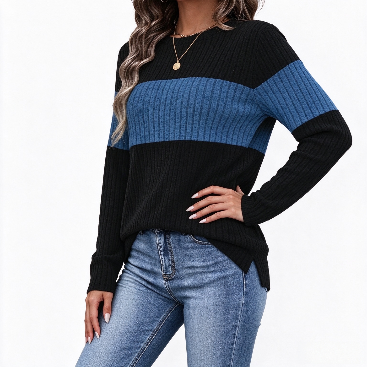WIHOLL Womens Sweaters Trendy Color Block Tops Long Sleeve Shirts Fall Outfits Early Fall Fashion 2026 Winter Clothing