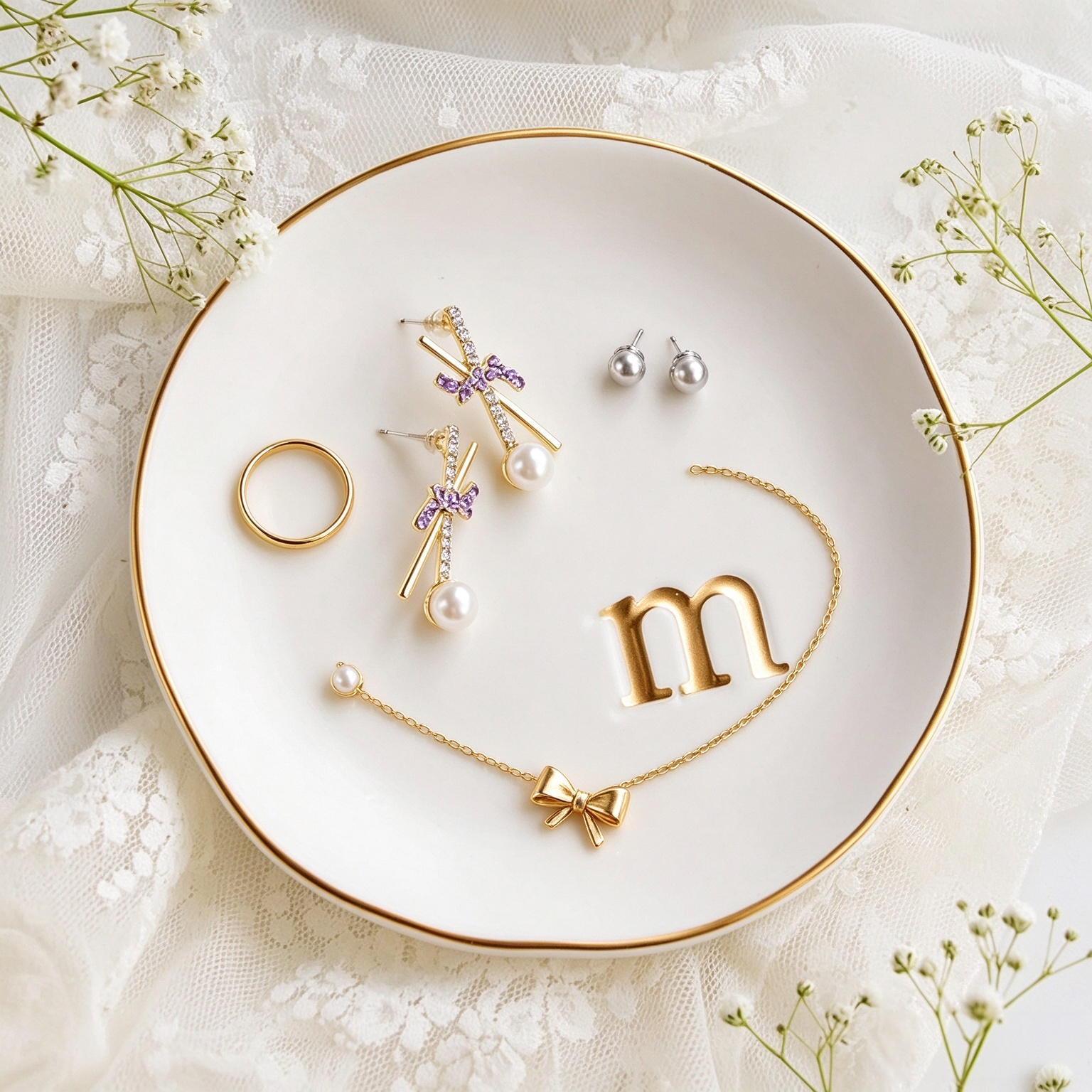 COLLECTIVE HOME Ceramic Jewelry Tray, Trinket Dish, Gifts for Women (M)
