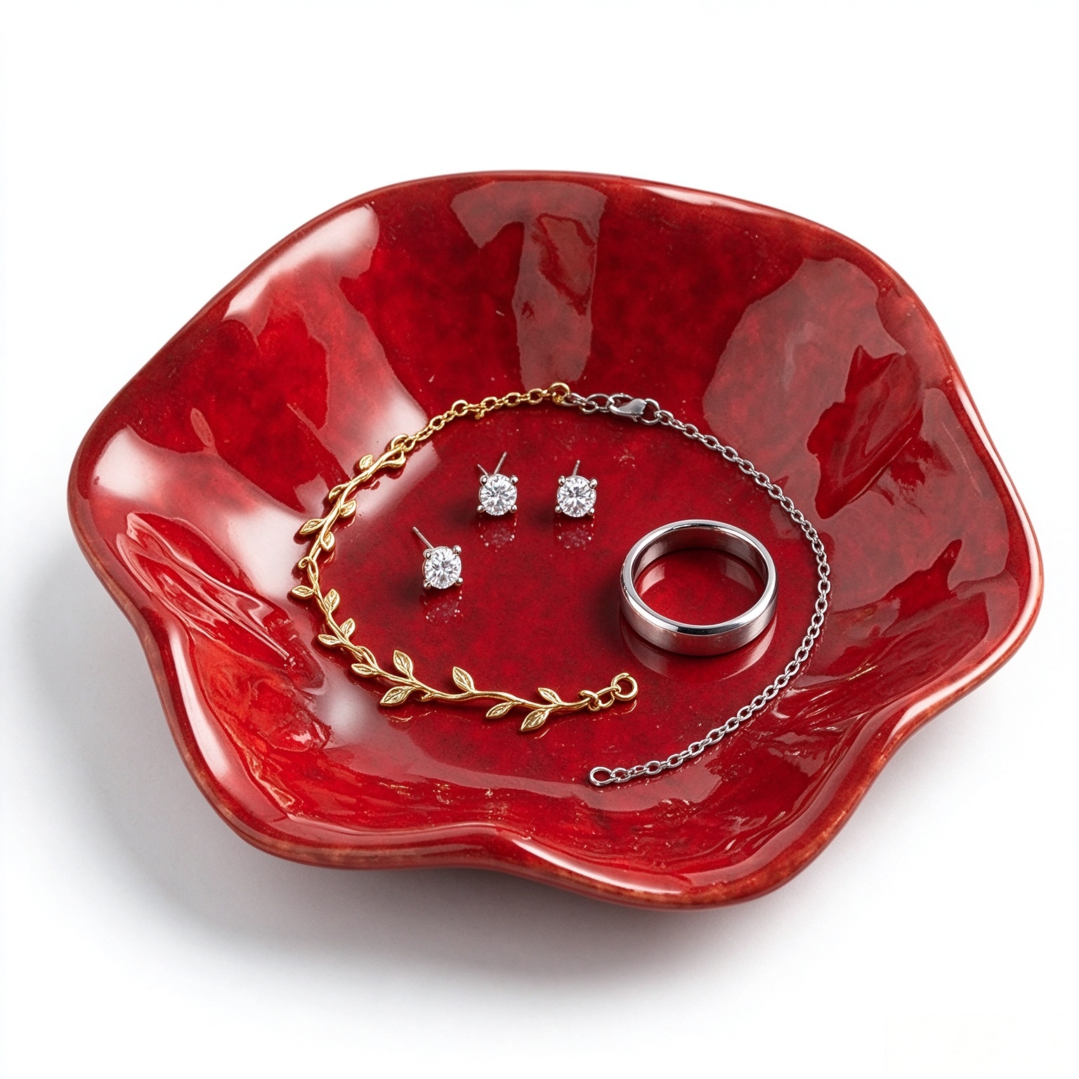Ceramic Ring Dish, Jewelry Trinket Tray for Rings and Earrings