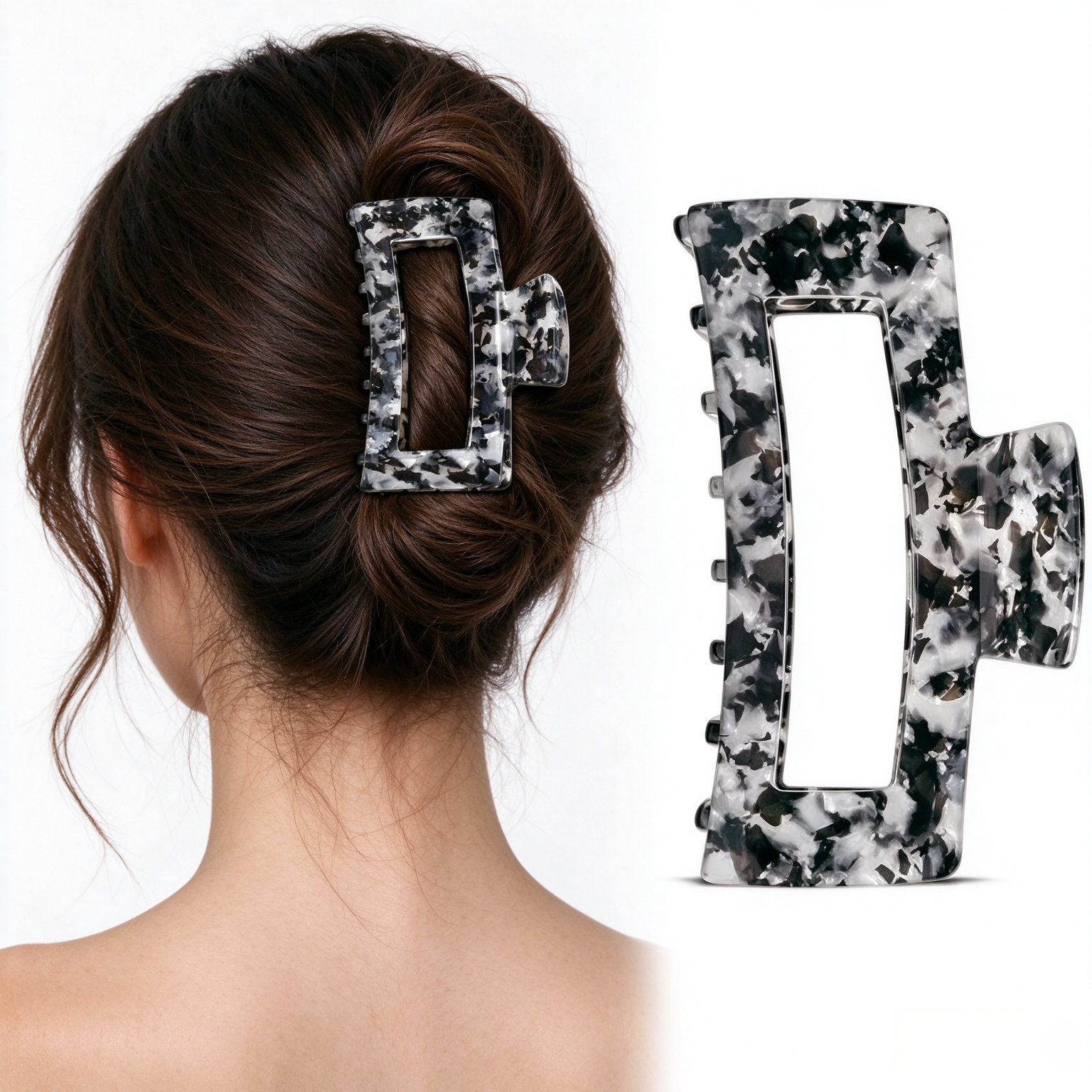 Kitsch Jumbo Open Shaped Hair Clip for Women - Black, 1pc