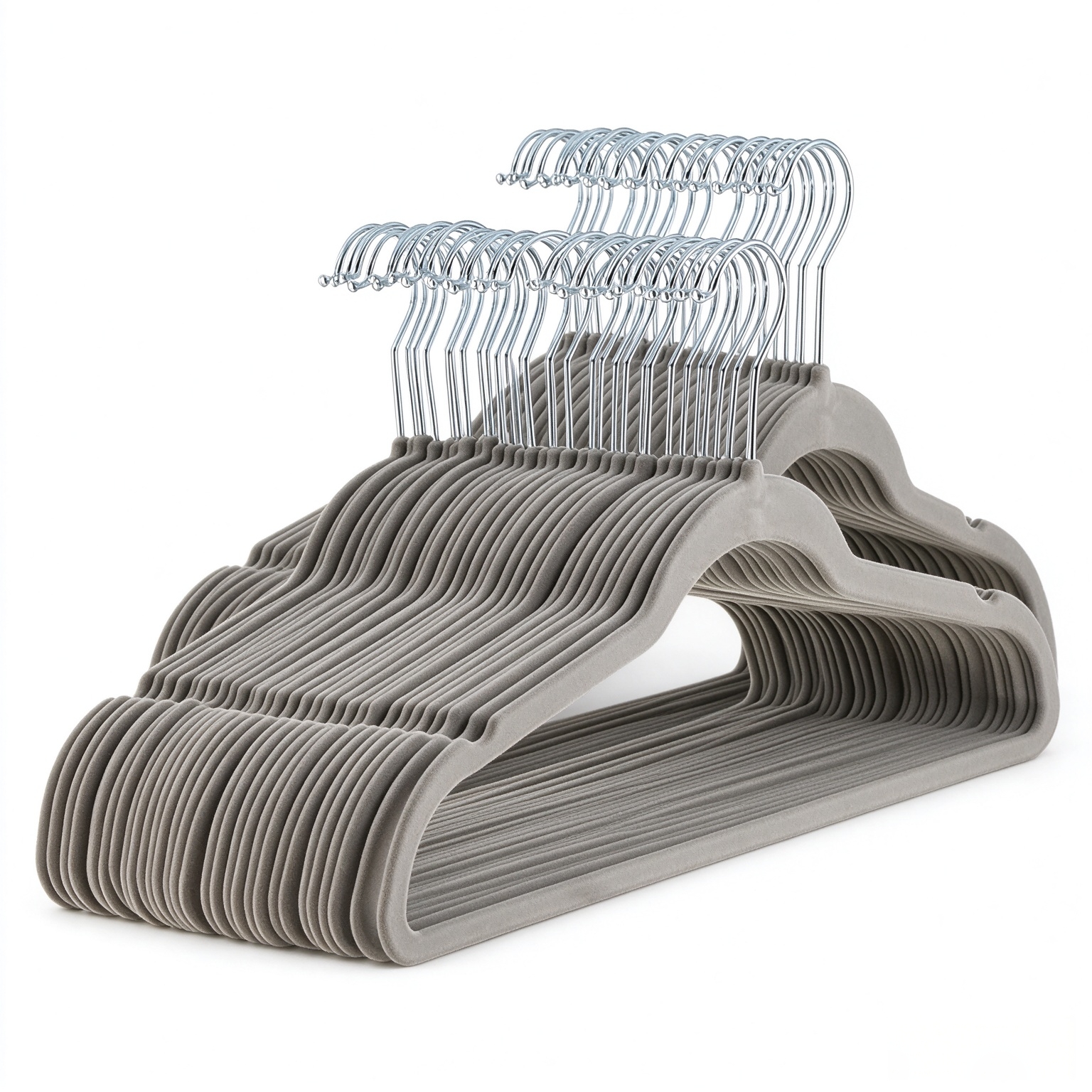 Amazon Basics Slim Velvet Non-Slip Space Saving Suit Clothes Hangers, Sturdy Metal, Gray/Silver, 30-Pack