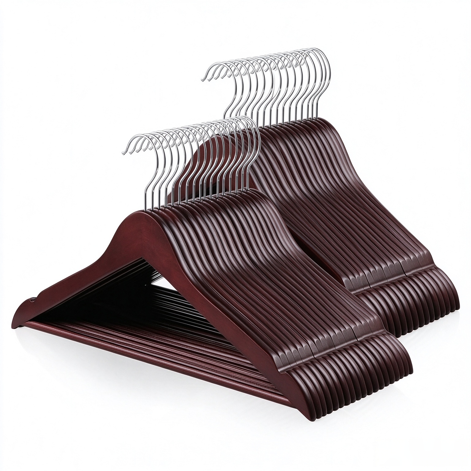 Amazon Basics Durable Wooden Suit Clothes Hangers, Closet Organizer, Cherry, 20-Pack