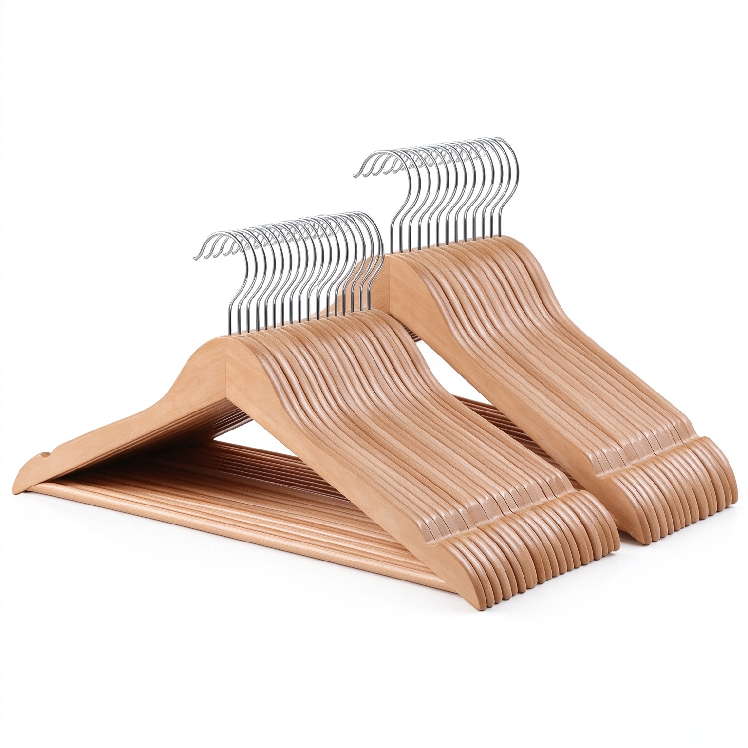 Amazon Basics Wood Suit Clothes Hangers for Closet Organizer, Natural, 20-Pack