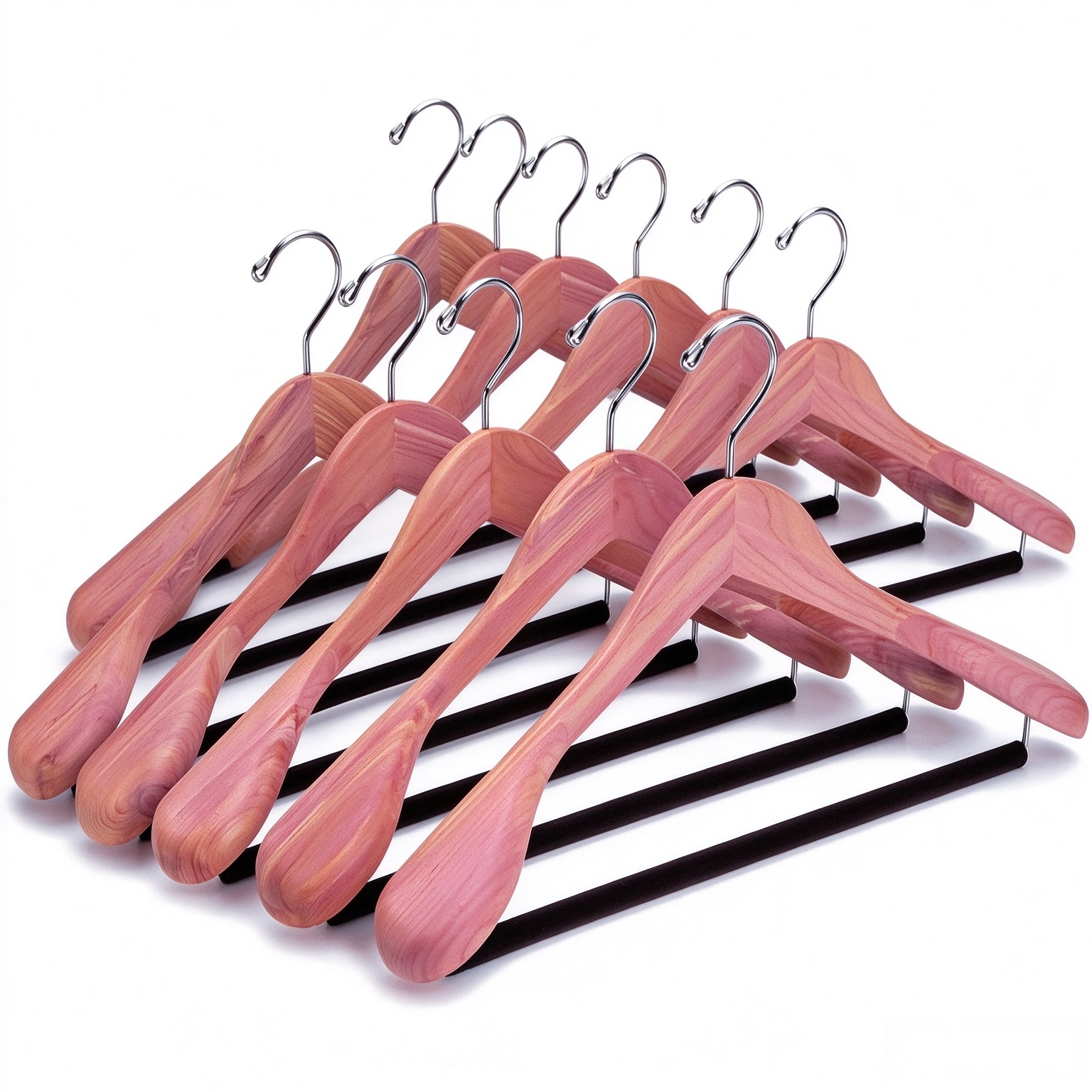 Amber Home 5 Pack Cedar Wood Suit Coat Hangers with Extra Wide Shoulder