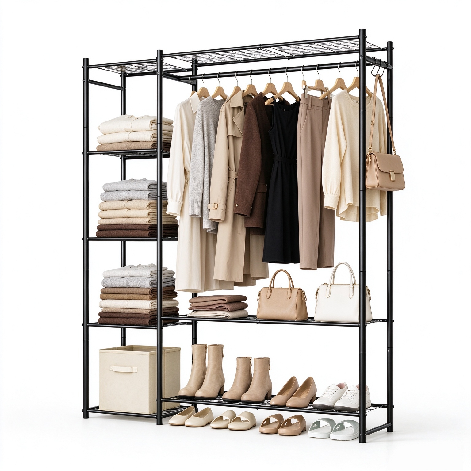 HOMIDEC Wardrobe Closet,Portable Clothes Rack with 4 Tiers Shelves