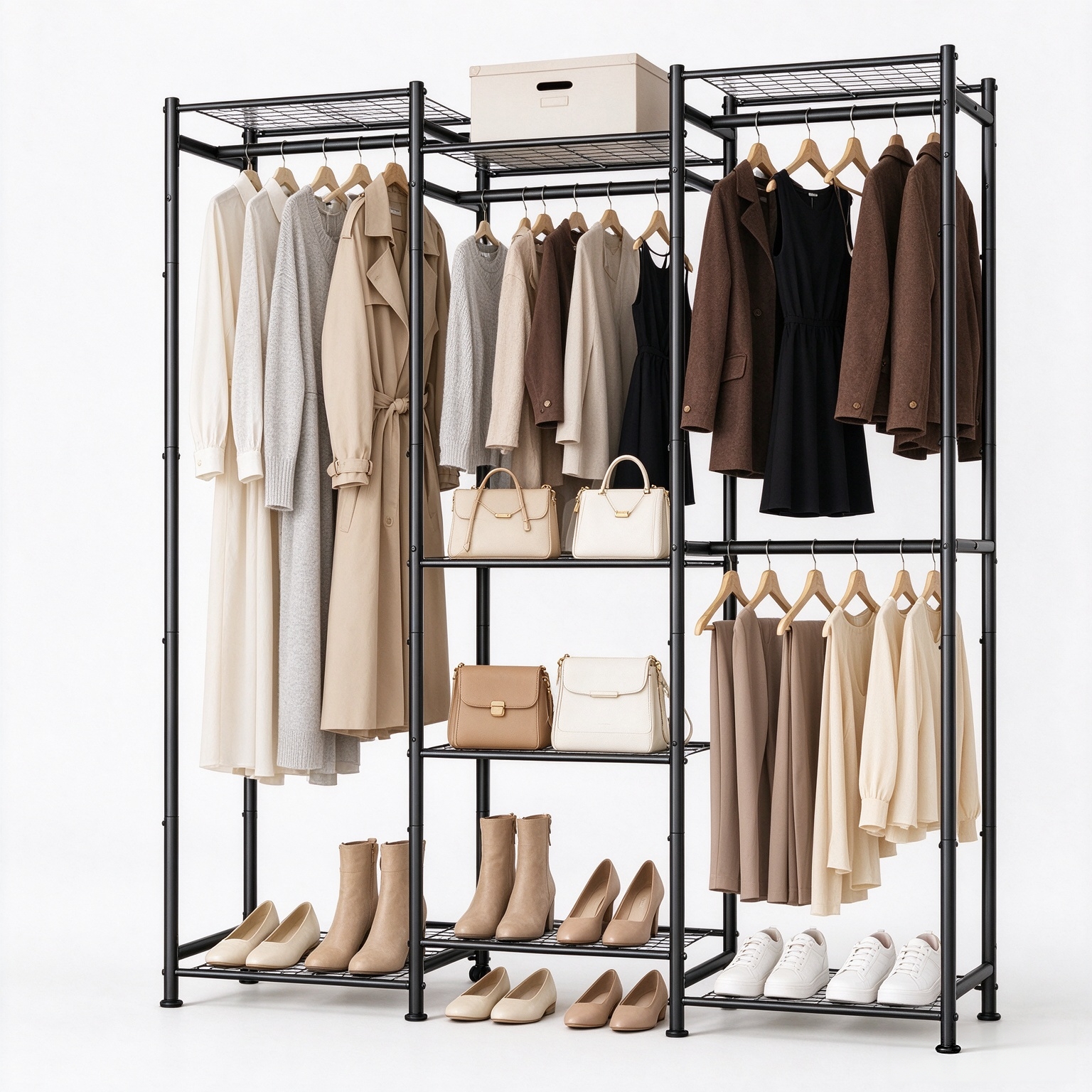 HOMIDEC Wardrobe Closet, 4 Hanging Spaces Portable Clothes Rack