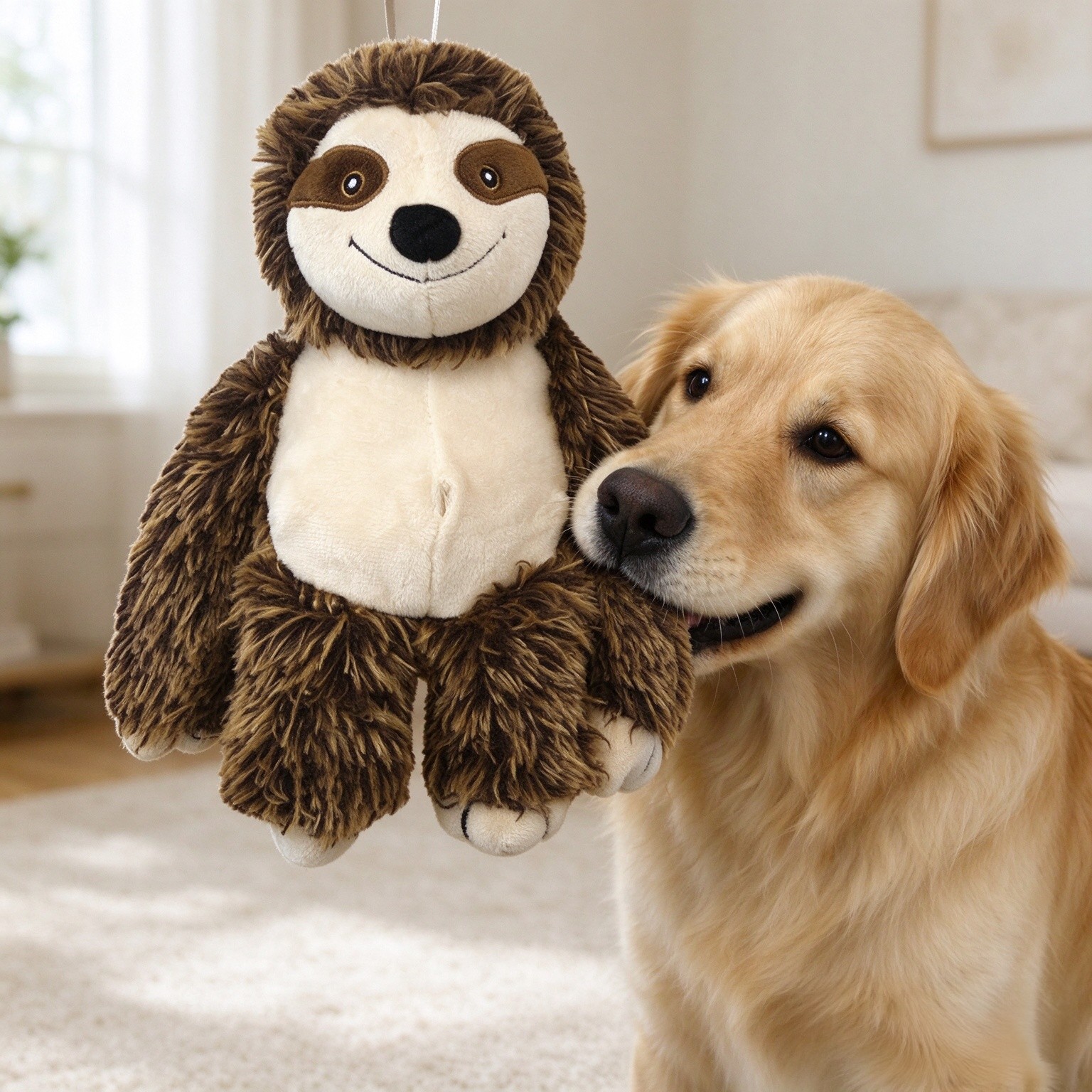Multipet Bark Buddies Sloth Dog Plush Toy - Squeaky Dog Toy for All Dogs - Extra Soft Plush Dog Toy - Stuffed Animal Dog Toy for Cuddling & Playing - Cute Dog Pet Toy (10")