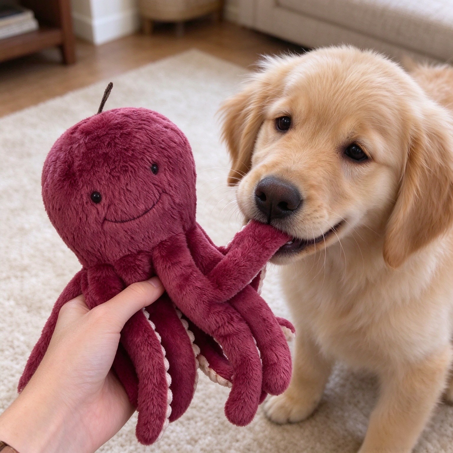 Fluff & Tuff Olympia Octopus Plush Dog Toy, 11 Inch, with Durable Tuffweb Mesh Liner