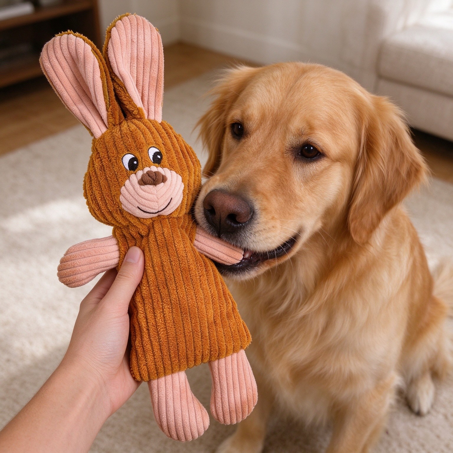 SmartPetLove Snuggle Puppy Tender-Tuffs Whisper Rabbit Crinkle Dog Toy, Water Bottle Cover Dog Toy for Small Dogs, Durable, TearBlok, Quiet, Interactive Dog Chew Toy