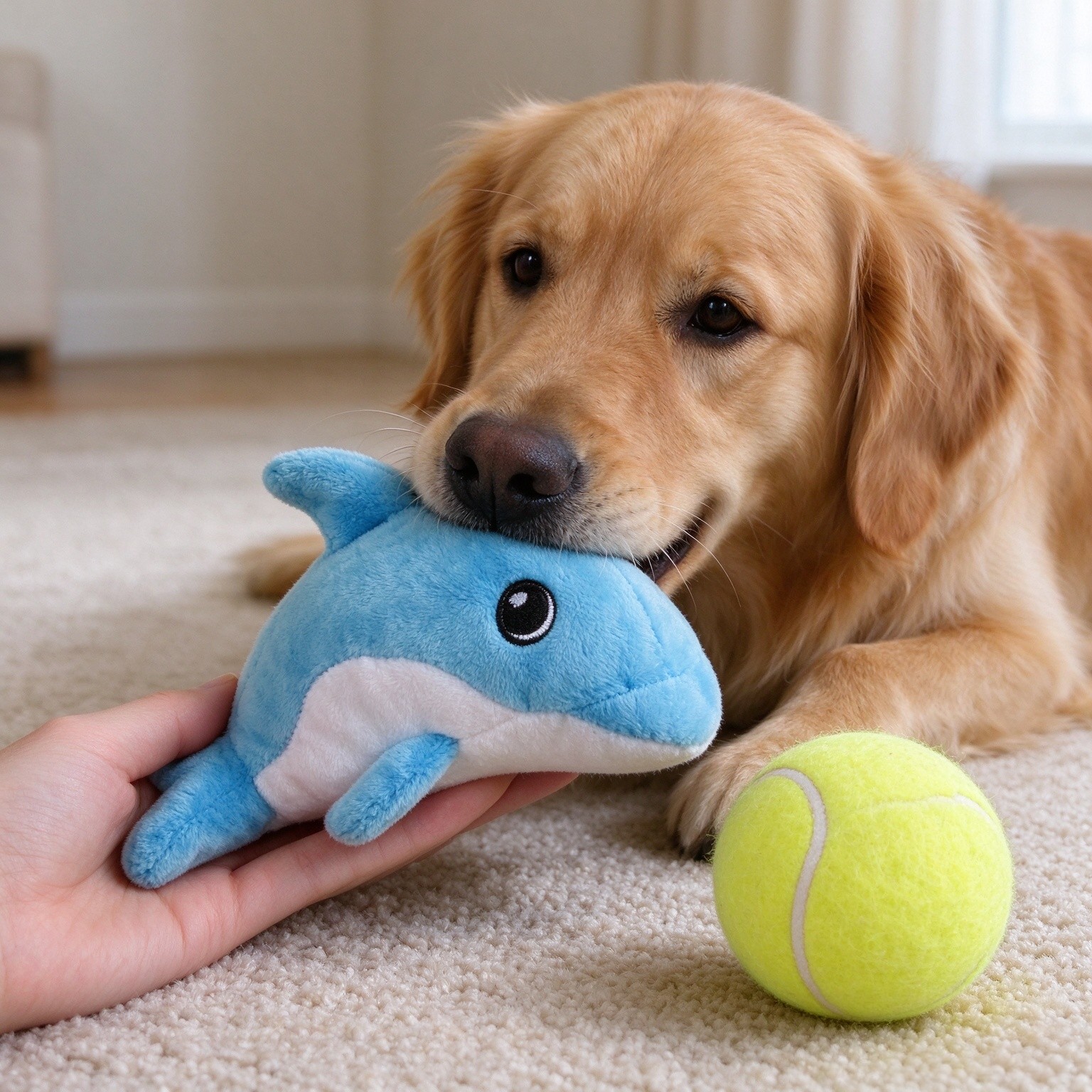 SmartPetLove Snuggle Puppy Tender-Tuffs Small Dog Toy, Plush Dolphin