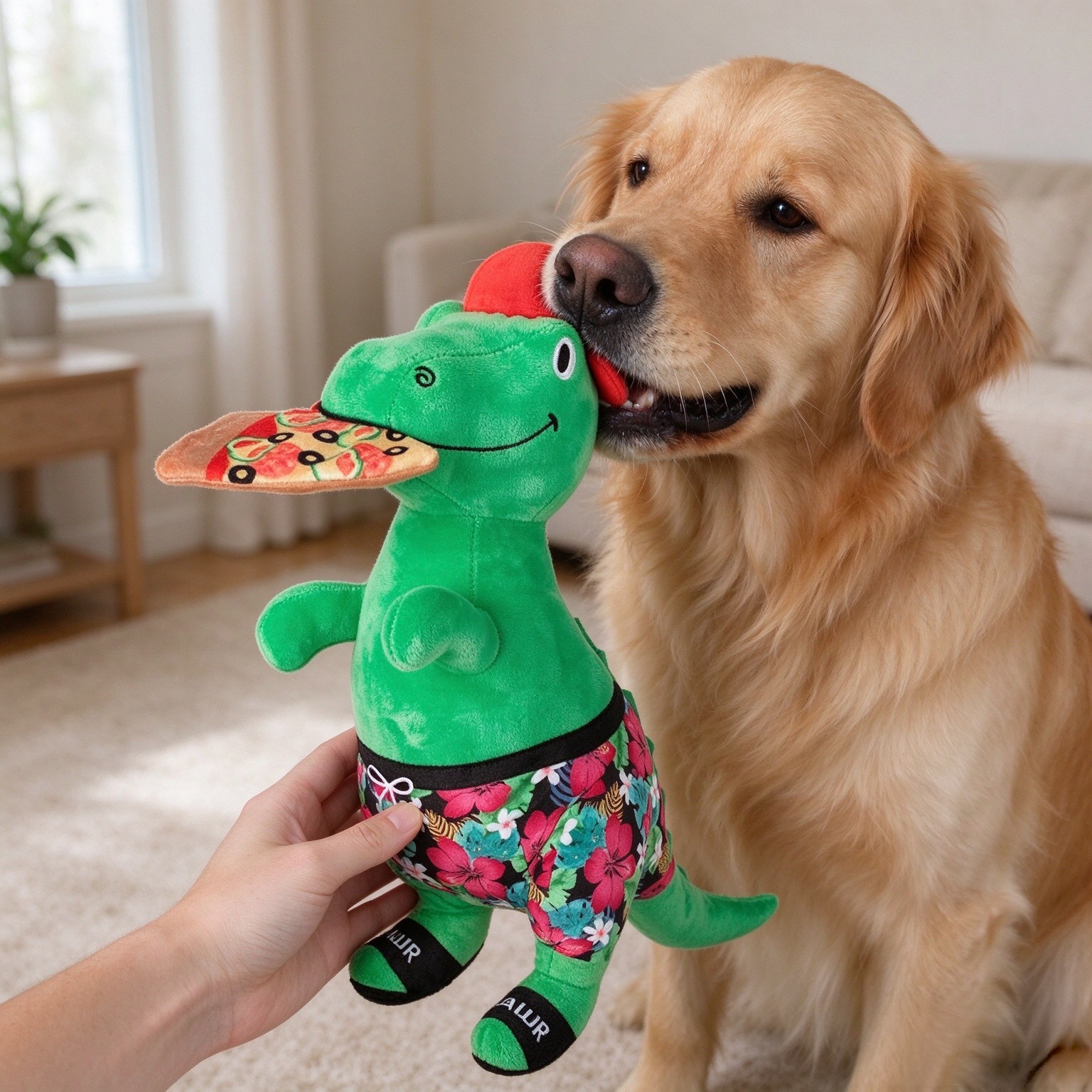 Fringe Studio Pizzasaurus REX Plush Dog Toy, Pet Shop Collection (314431)