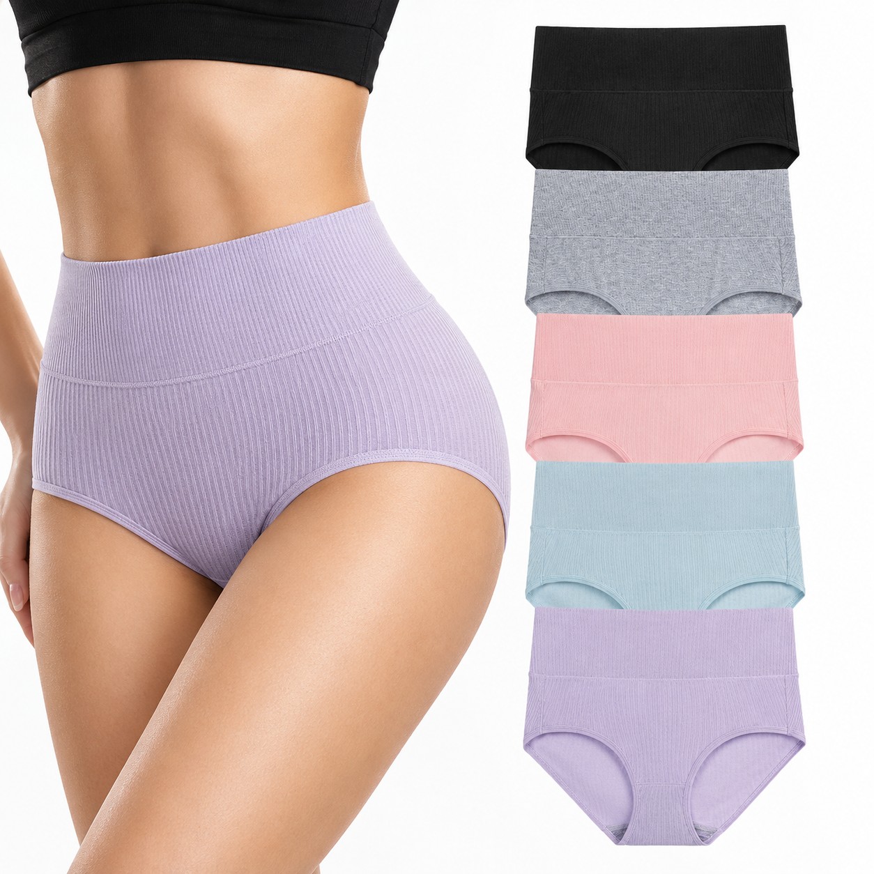 Womens Underwear High Waist Cotton Underwear Soft Underwear Super Stretchy Briefs Full Coverage Panties Women