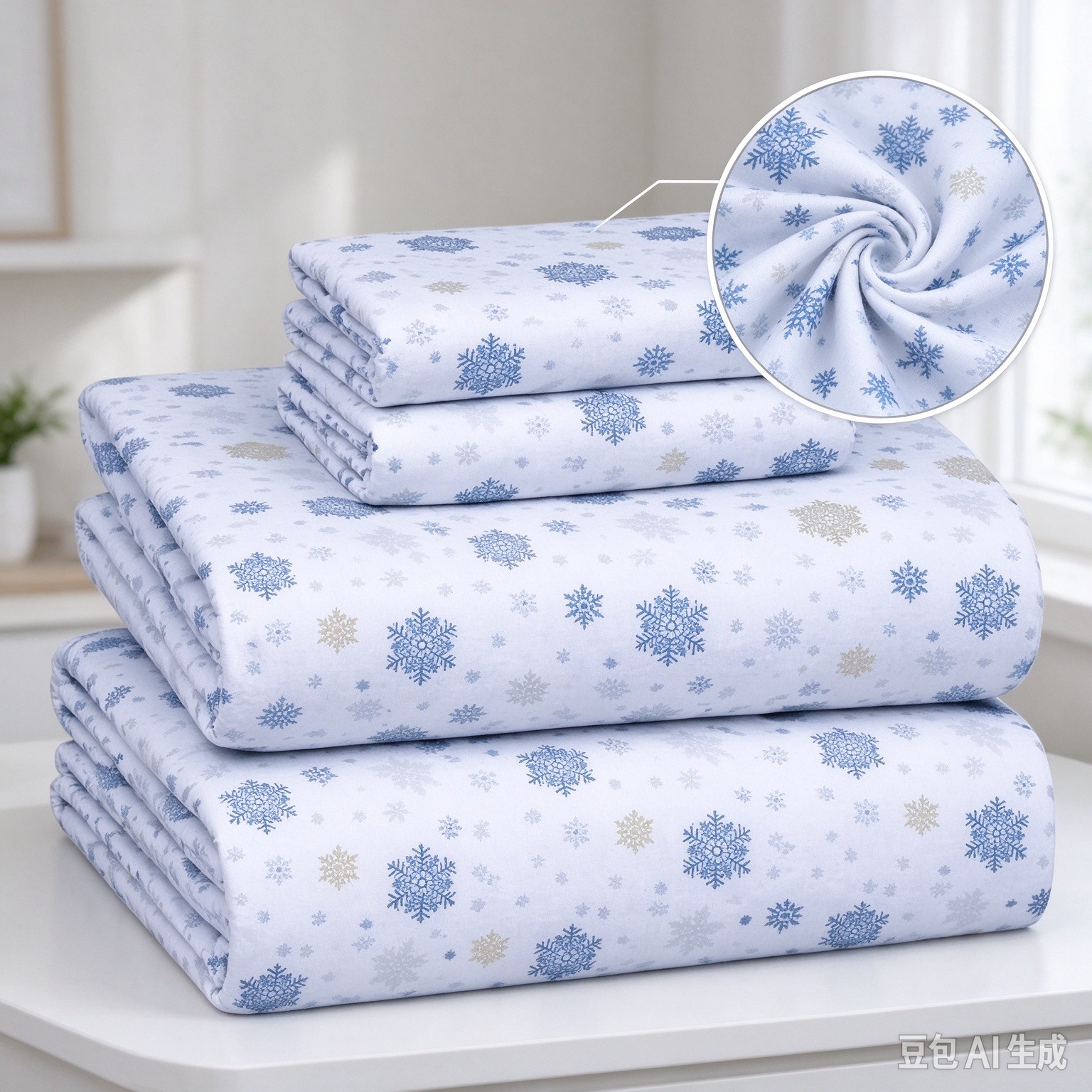 Briarwood Home® Printed Flannel Sheet Set, 100% Natural Cotton, Soft, Warm & Deep Pocket, Advanced Nano-Tech Making it Resistance to Pilling; Brushed 6 Times for Softness (Snowflakes, Queen)