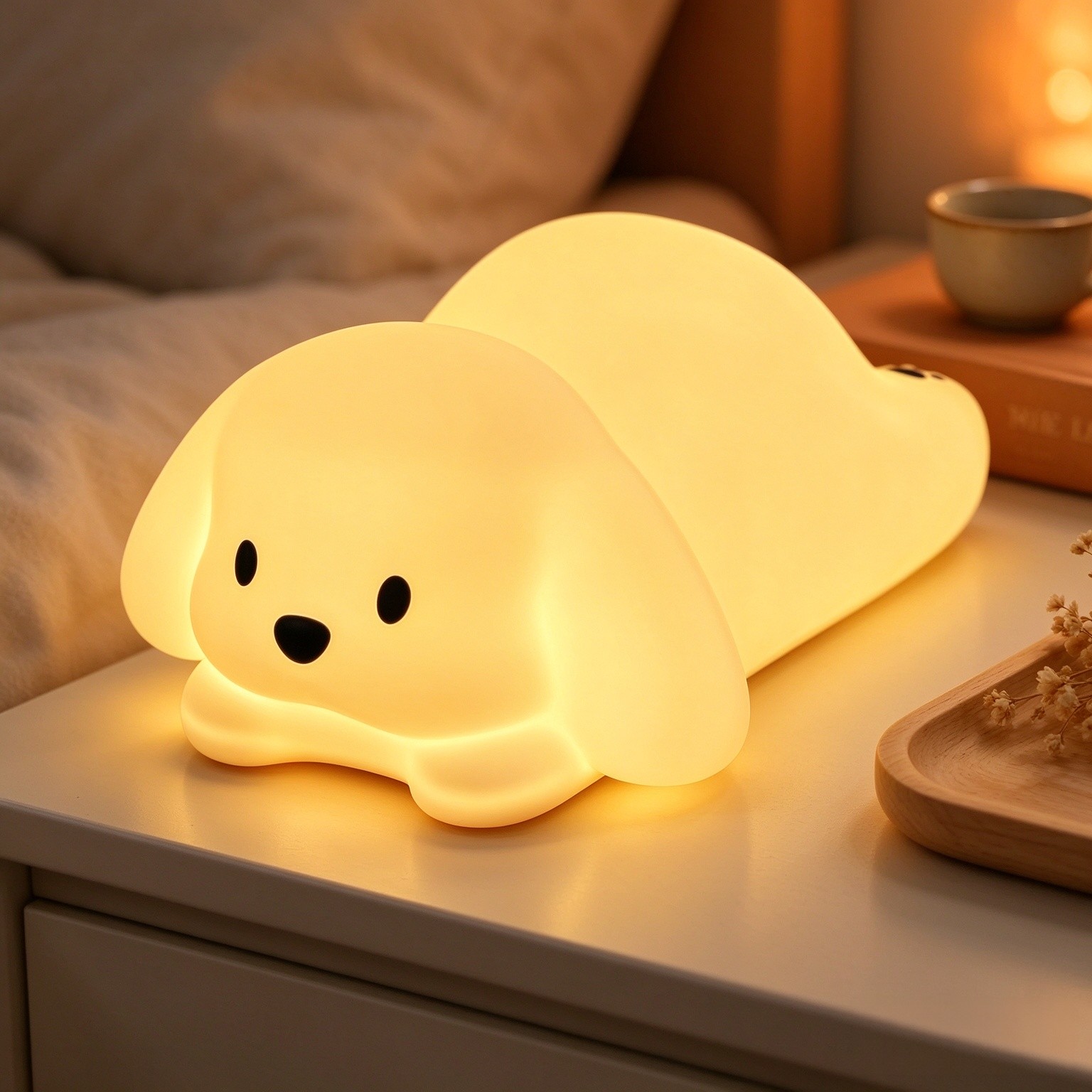 ZKLiLi Night Light for Kids Lamp, 16 Colors Lamp Cute, Dimmable Baby Night Lights for Nursery,Silicone Rechargeable Nightlight for Kids Room, Kawaii Room Decor (Dog)