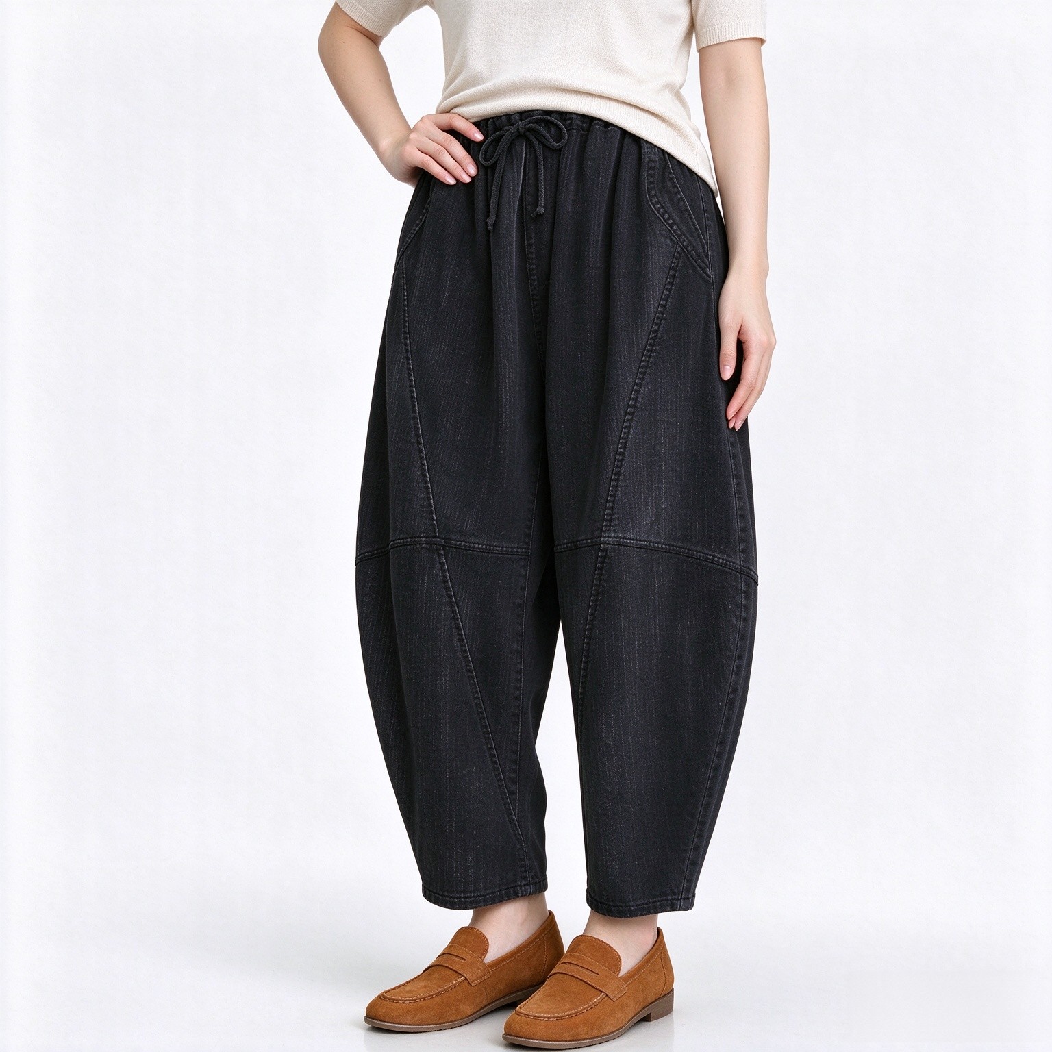TARSE Womens Corduroy Baggy Harem Pants