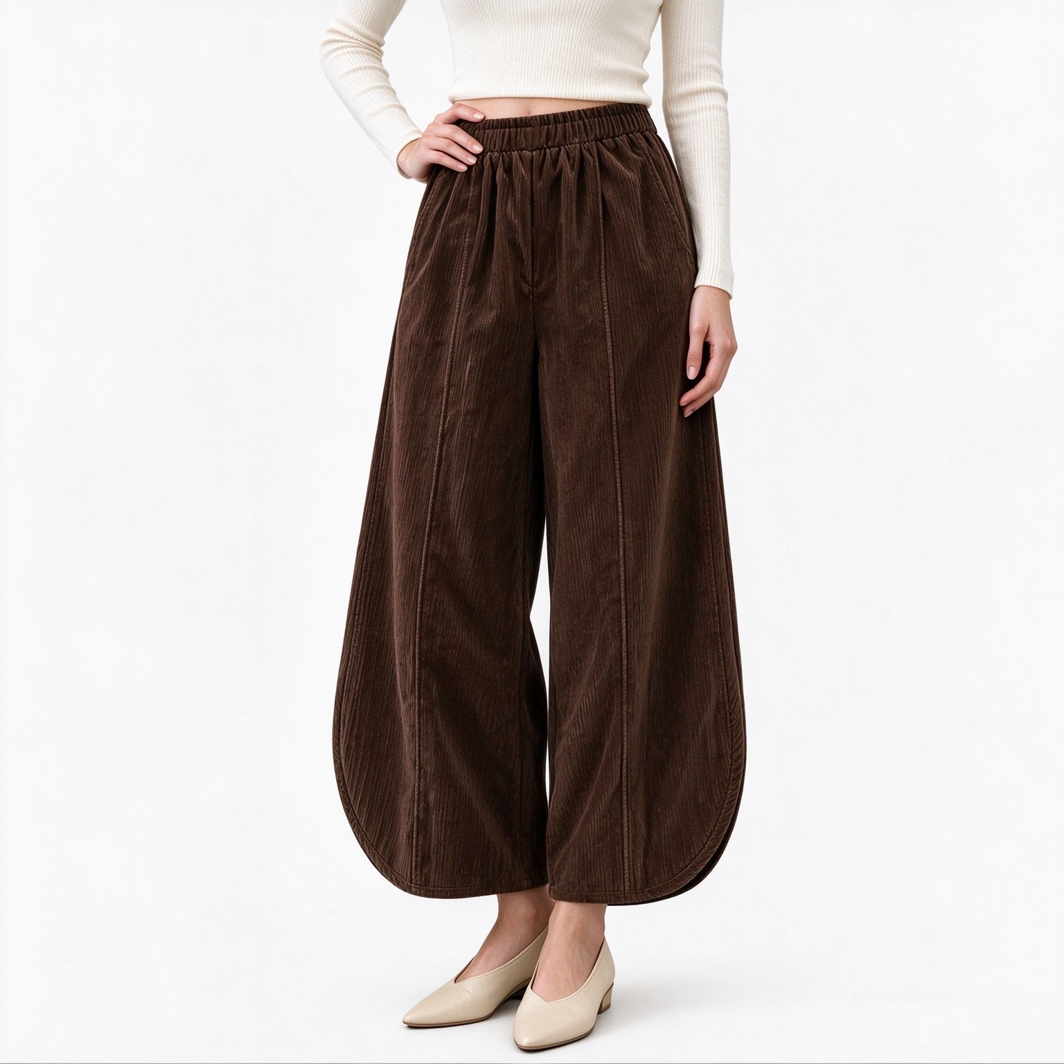 Xiaoxuemeng Womens Corduroy Pants Wide Leg Baggy Palazzo Pants with Pockets