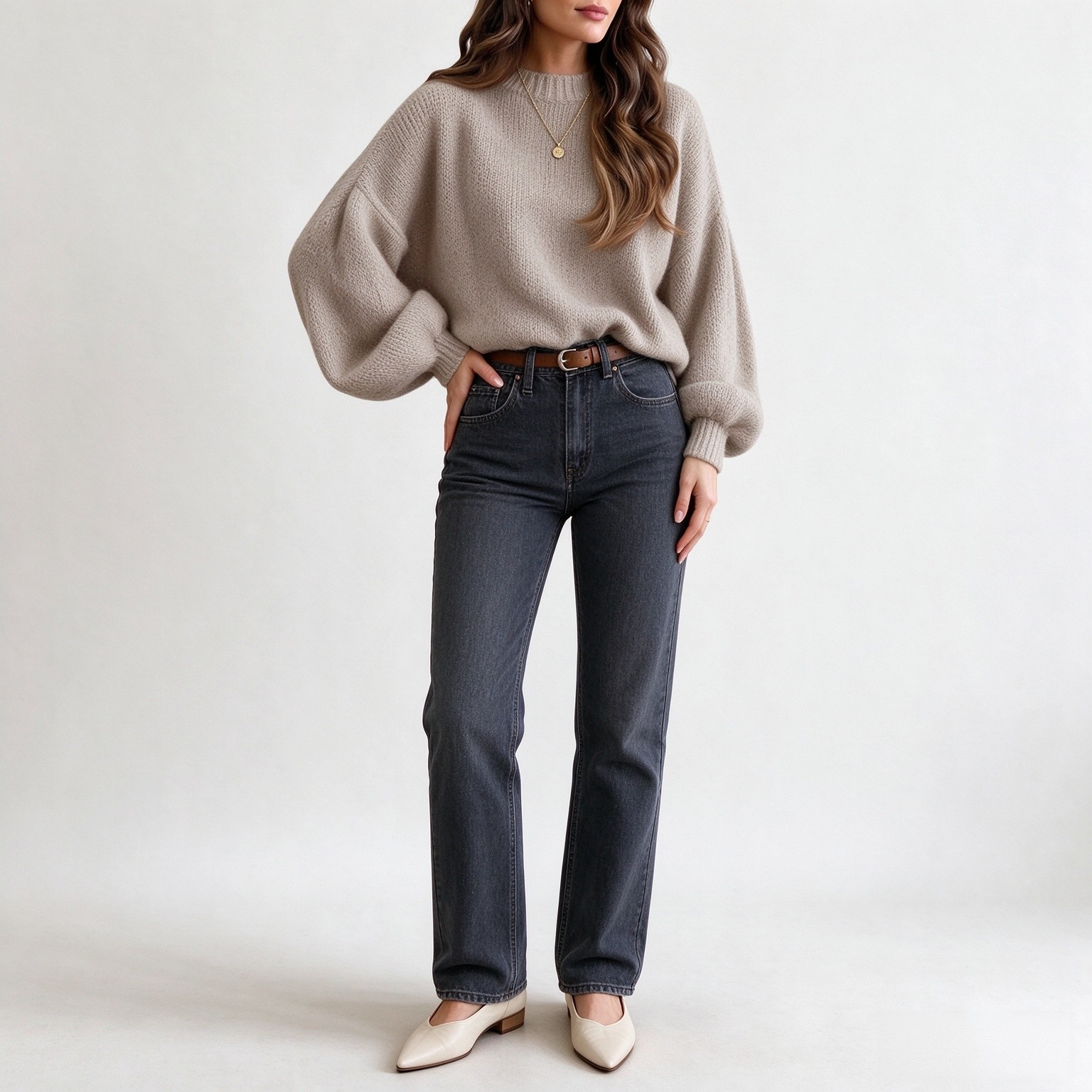 Saodimallsu Womens Crew Neck Fall Sweater Tops Slouchy Soft Knit Pullovers