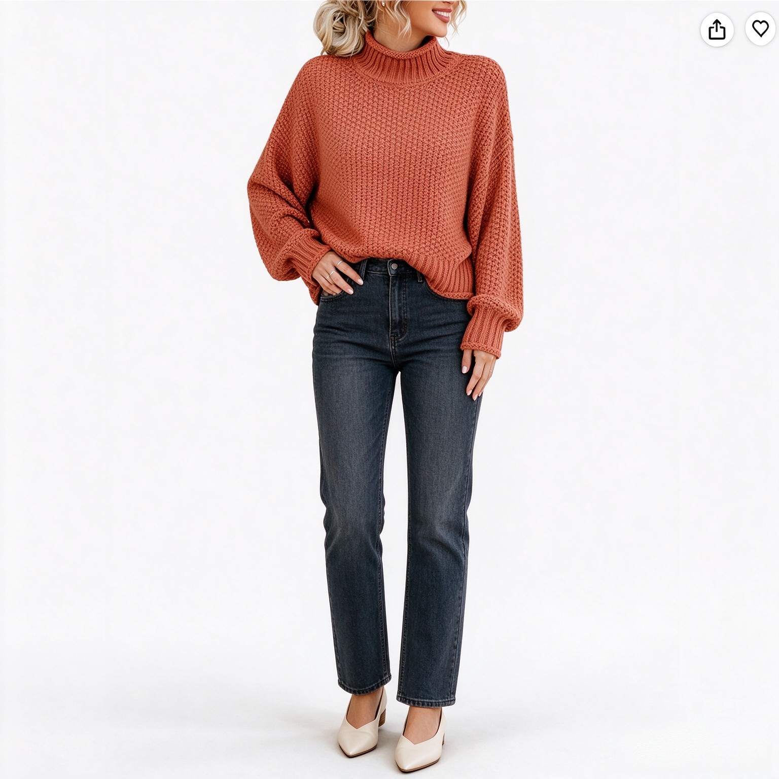Saodimallsu Womens Turtleneck Oversized Sweaters Batwing Long Sleeve Pullover