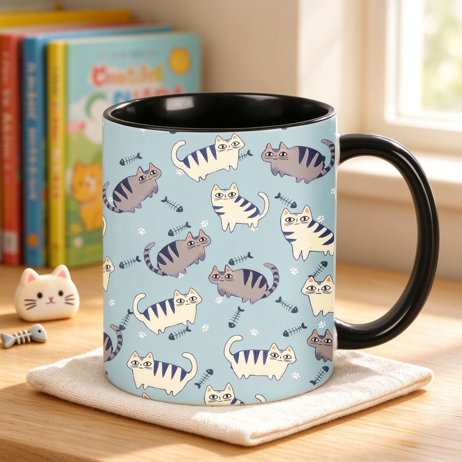 Yrebyou Cats Coffee Mug 11oz Ceramic Cup for Women Novelty Mugs Christmas Presents Office Home