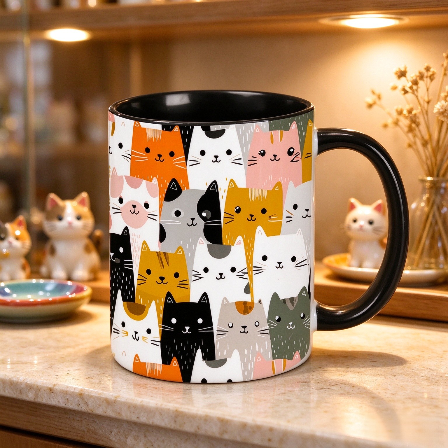 Cat Coffee Mug 11OZ Funny Mugs Ceramic Tea Cup with Handle Novelty Gifts for Women for Home Office Travel