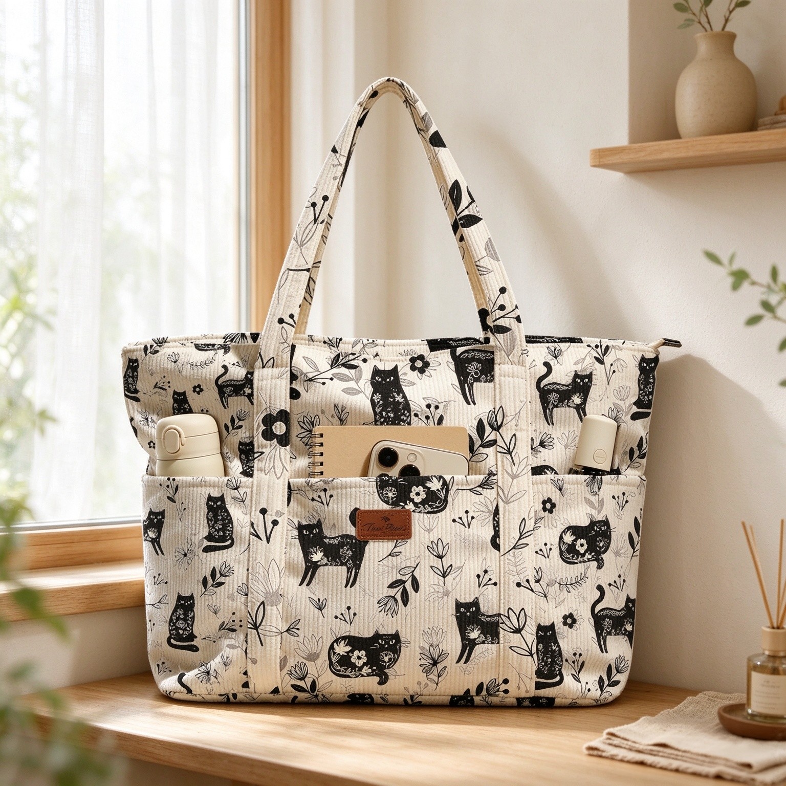 Miss Adola Large Aesthetic Corduroy Tote Bag for Women