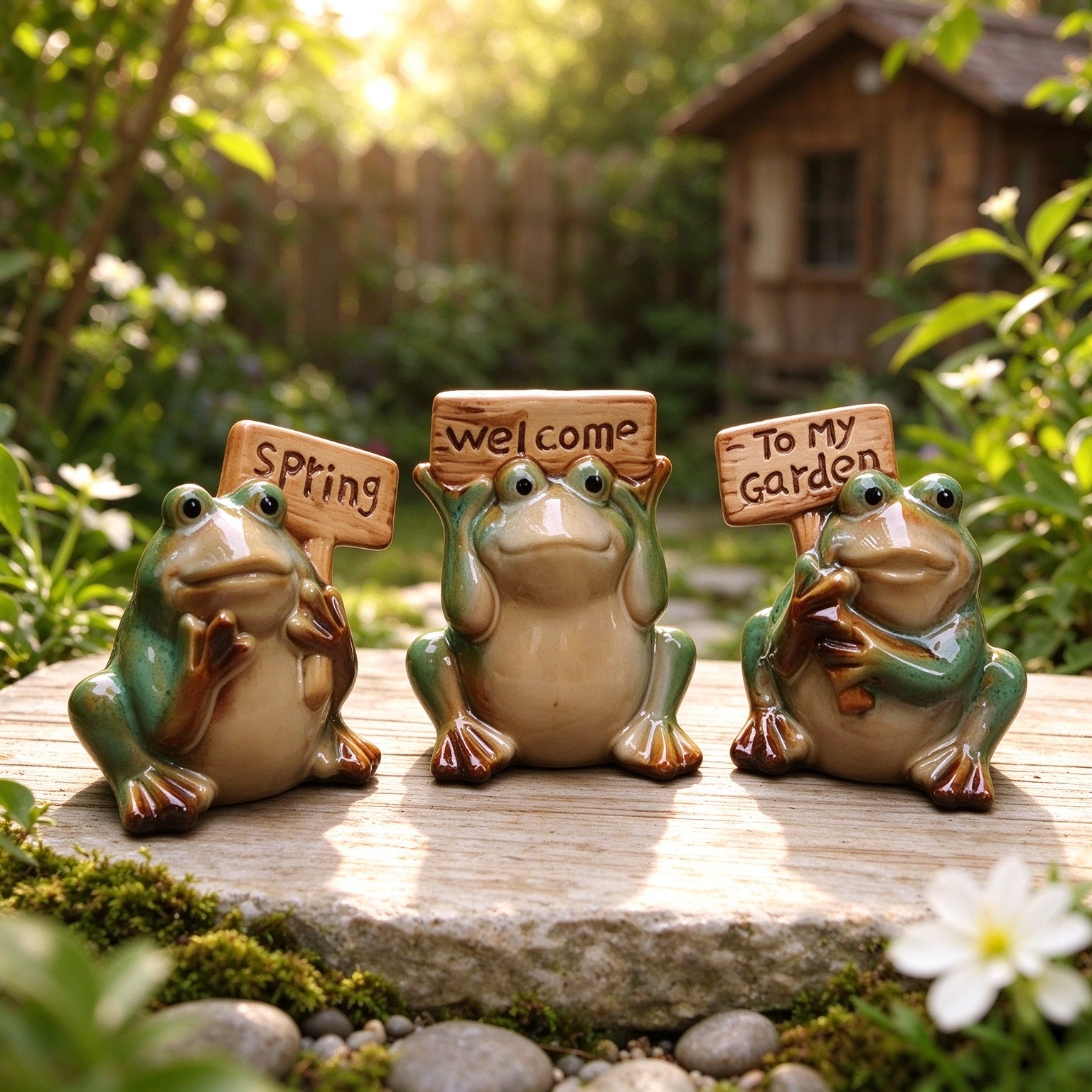 Ceramic Ornaments Frog Handcrafted Sculpture Figurine Desktop Craft Home Decor Gift(3 Pieces)