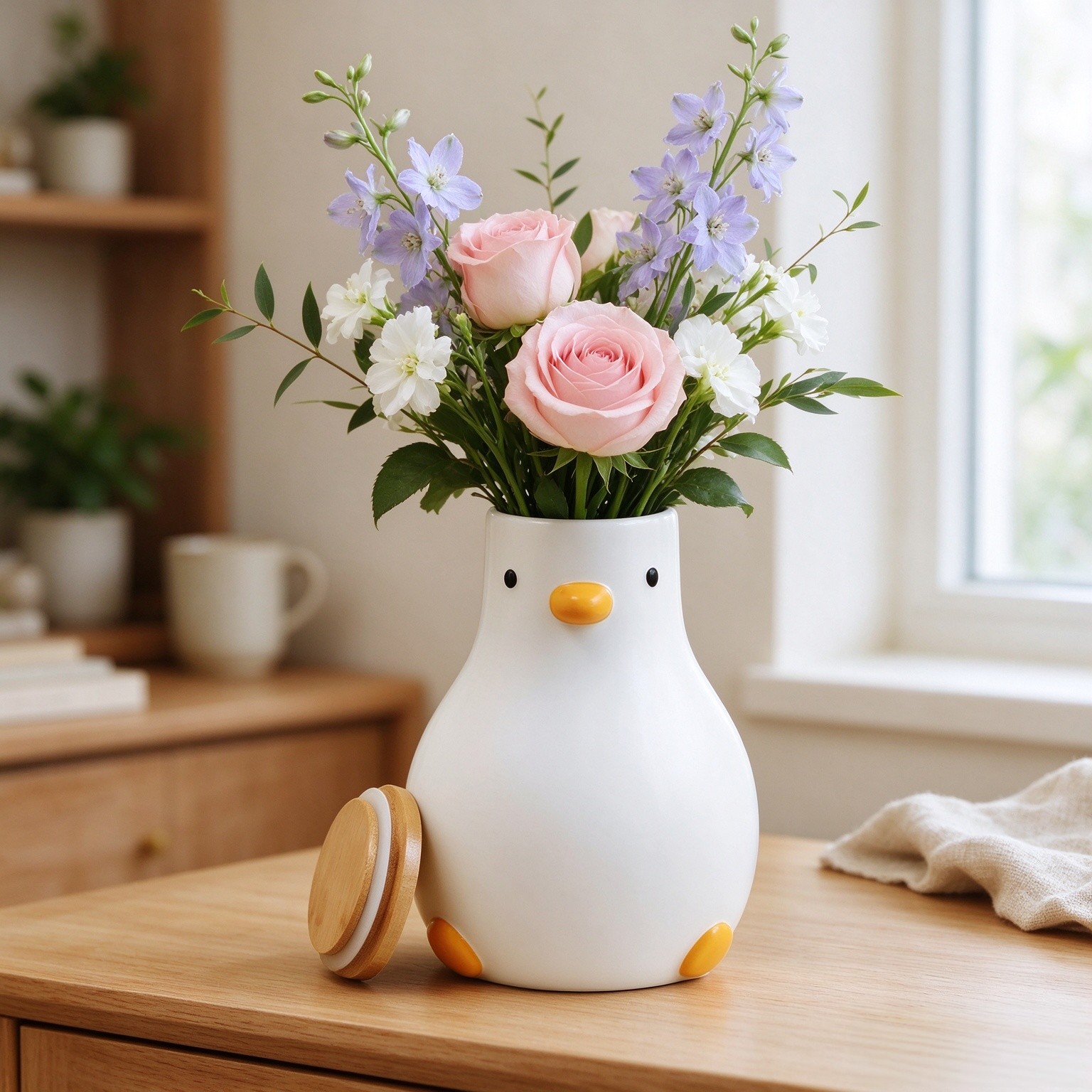 PURROOM Cute Duck 8" Vase 58 oz Storage Canisters Jar