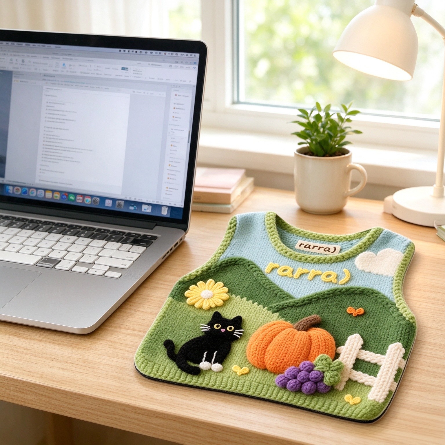 Cute Sweater Vest Shaped Mouse Pad, 9 x 9 Inch Pastoral Knitted Vest Shaped Desk Mat for Office Desktop Leisure Working Indoor Computer Workstation (Green)