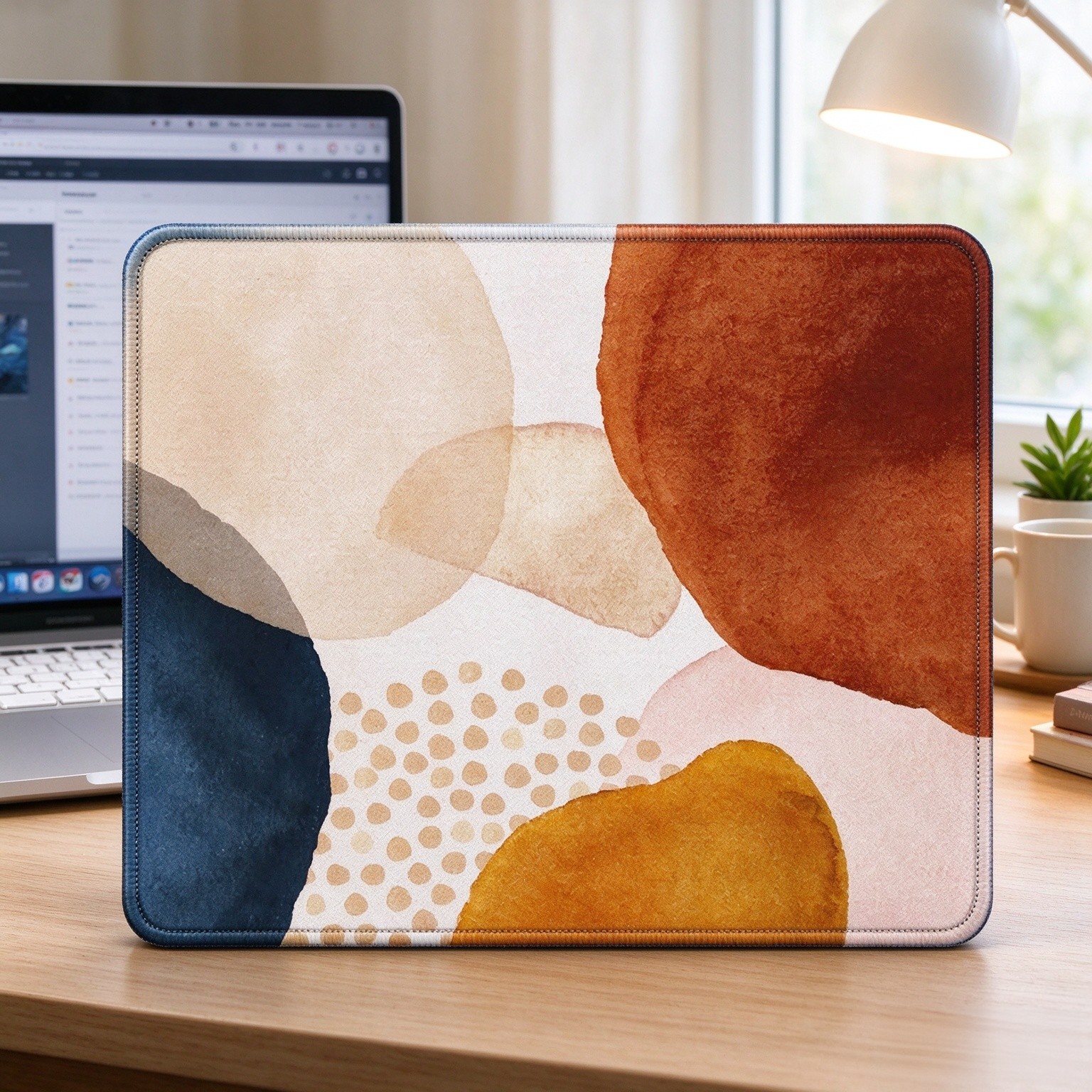 Mouse Pad with Stitched Edge, Portable Size-10.2x8.3in Boho