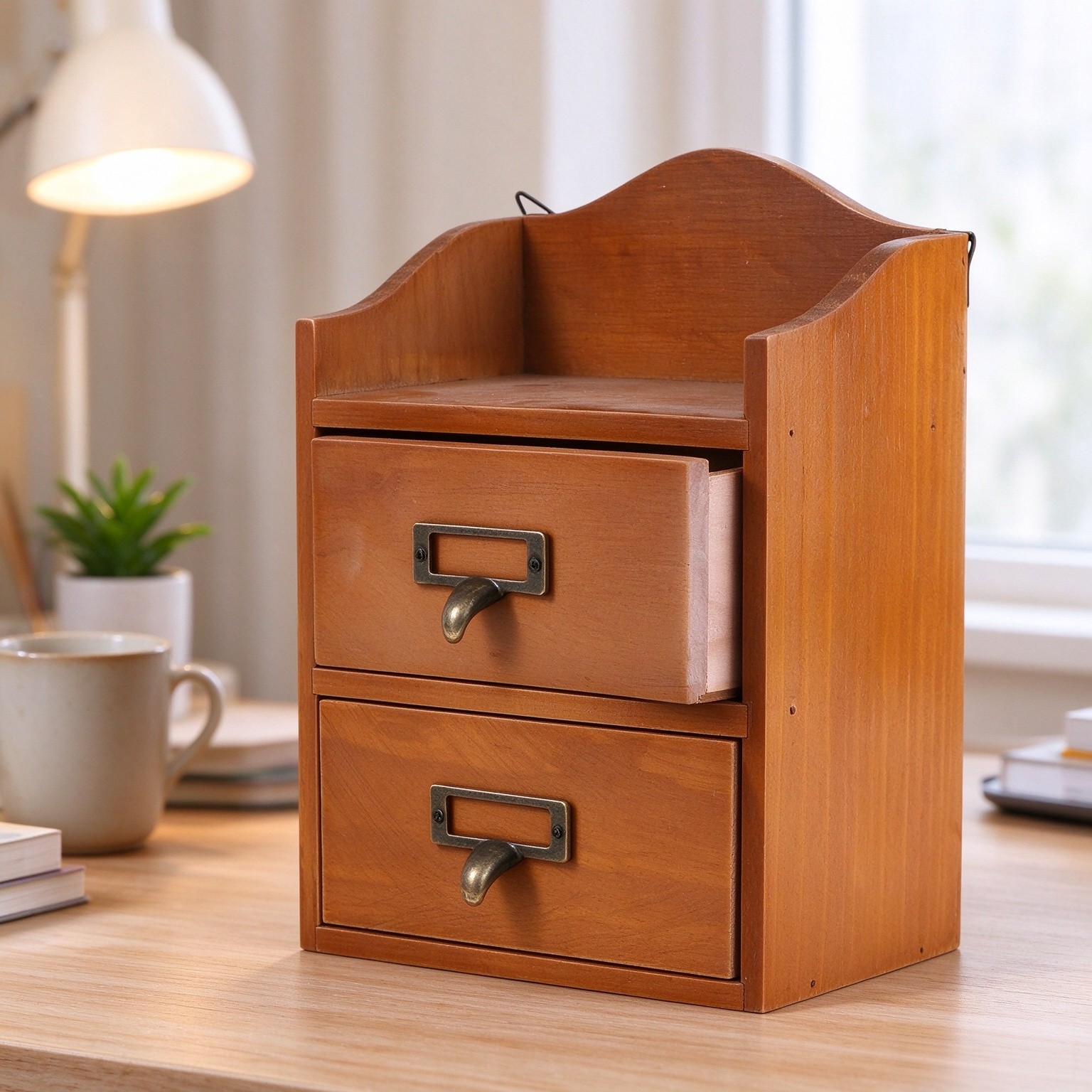 COHEALI Storage Box Retro Wooden for Home Desktop Organization