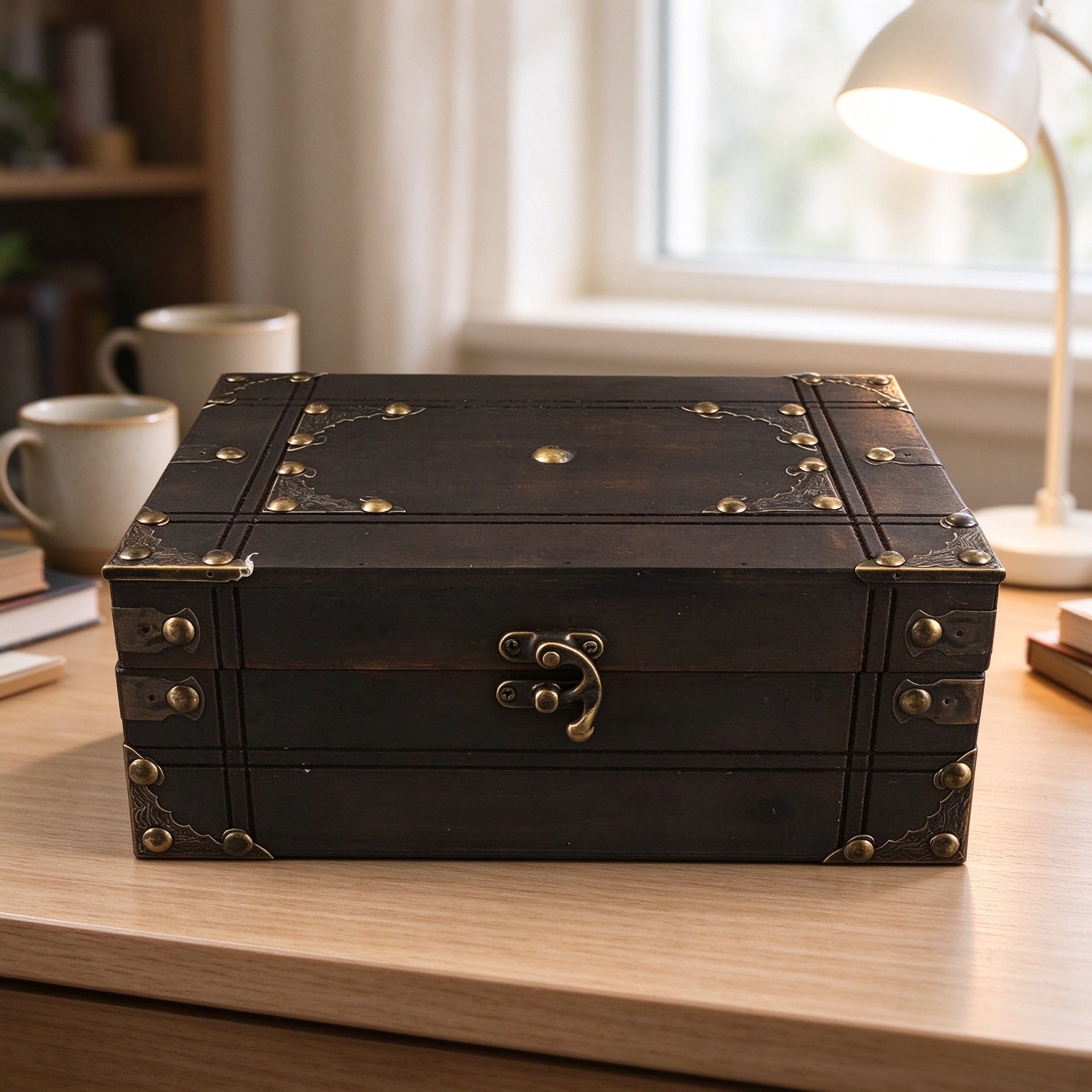 Retro Composite Wood Storage Box Smooth Burr Free Desktop Organizer For (Style 1)