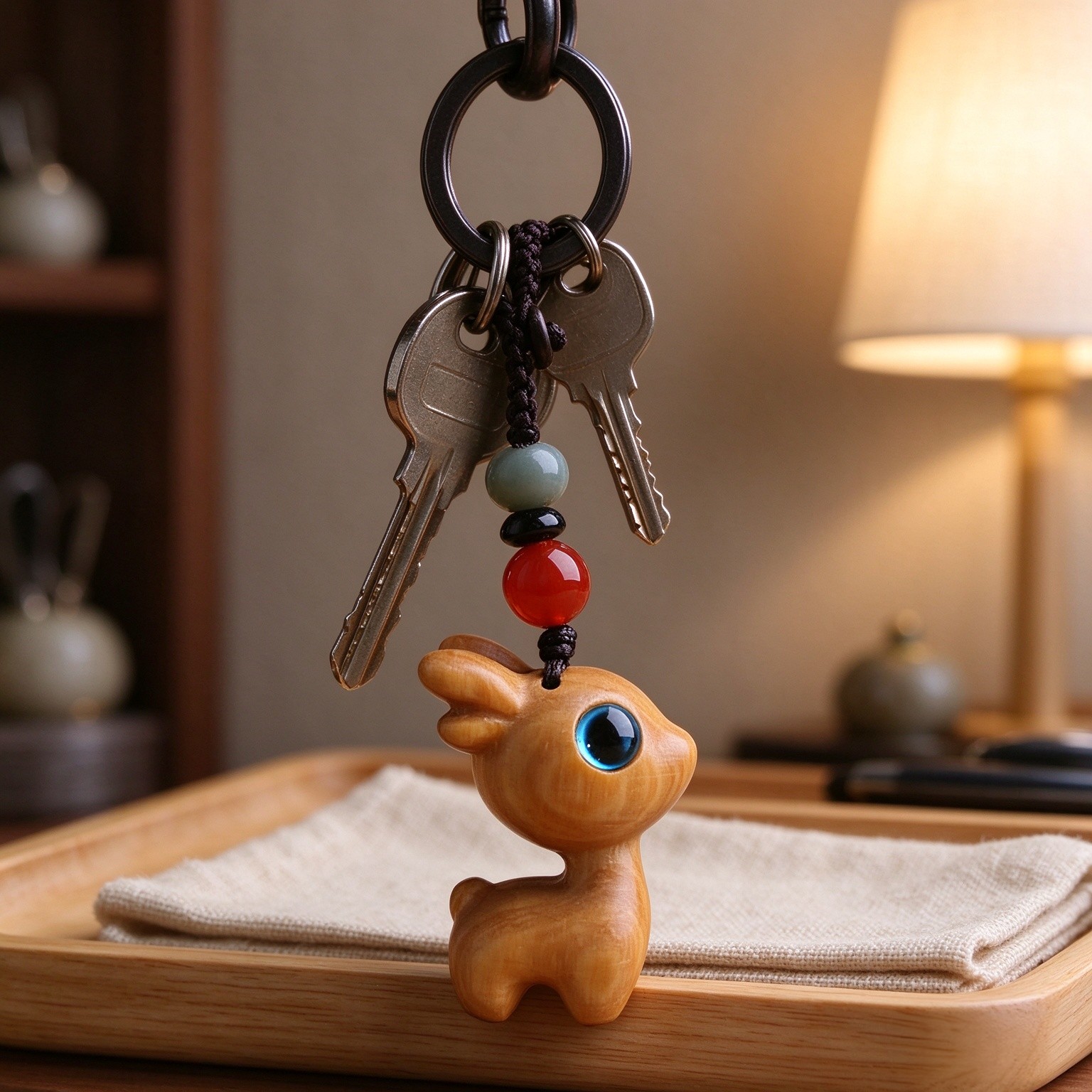 SNUGGLEUP Sandalwood Little Deer Car Keychain Pendant Creative Deer Bag Pendant Car Keychain Chinese Style Cute Trinkets