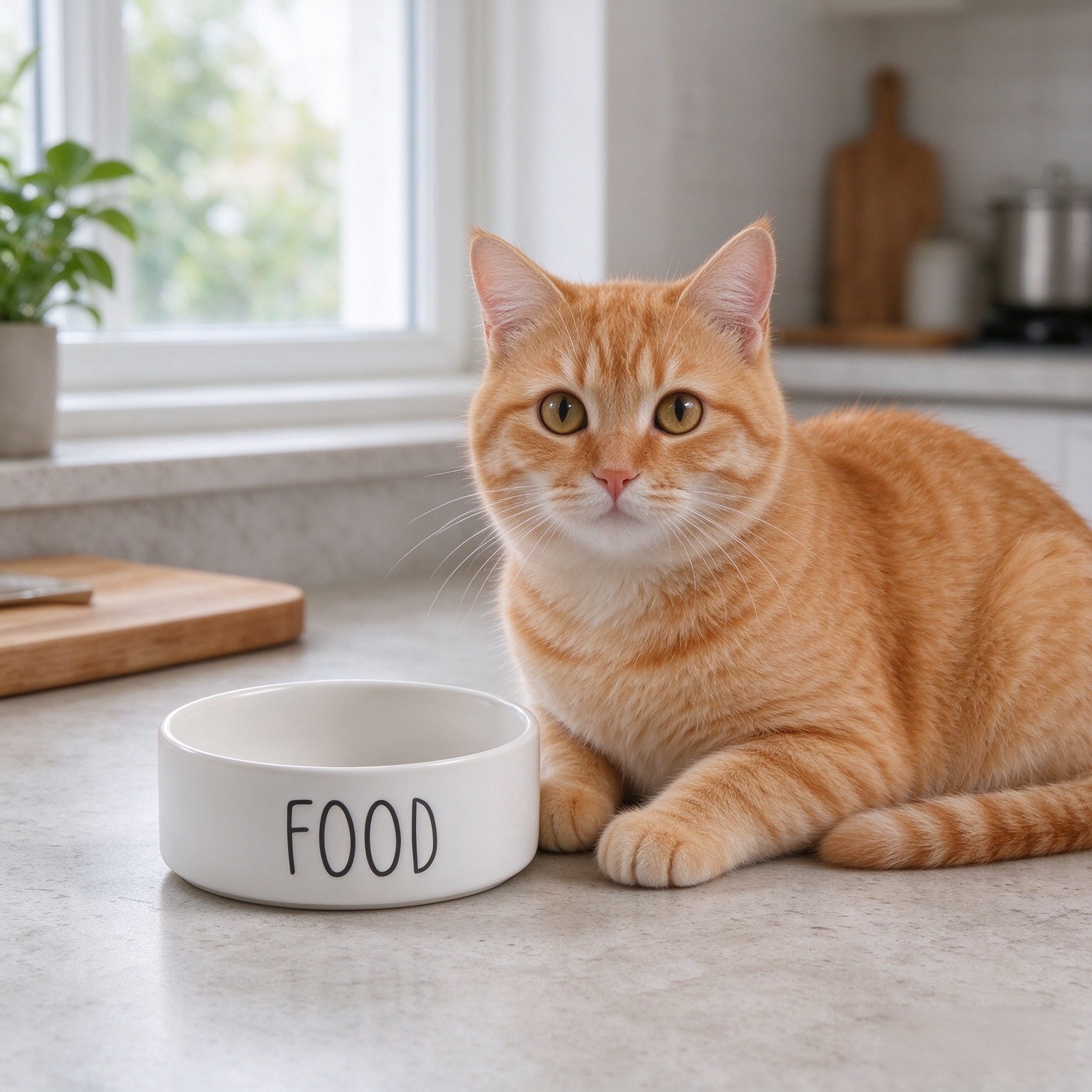 Ceramic Dog Bowls Set of 2 - Weighted Dog Dishes with Food & Water Lettering for Cats and Small Dogs, Food Grade Pet Bowl, Dishwasher & Microwave Safe (5.1 inch, 2 * 16oz, White)
