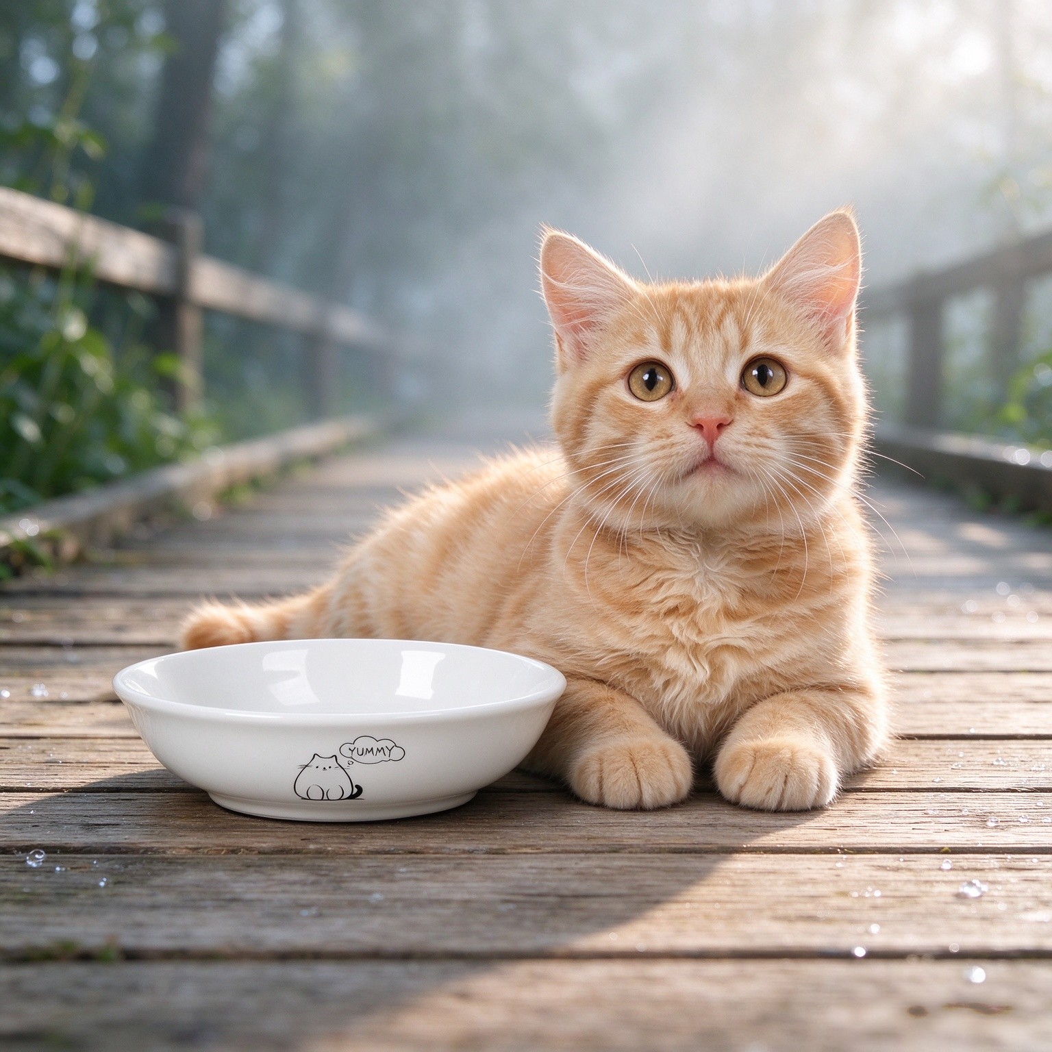 2pcs Wide Shallow Cat Bowls, 8.5oz, 5.7 inch Indoor Ceramic Cats Dish, Cute