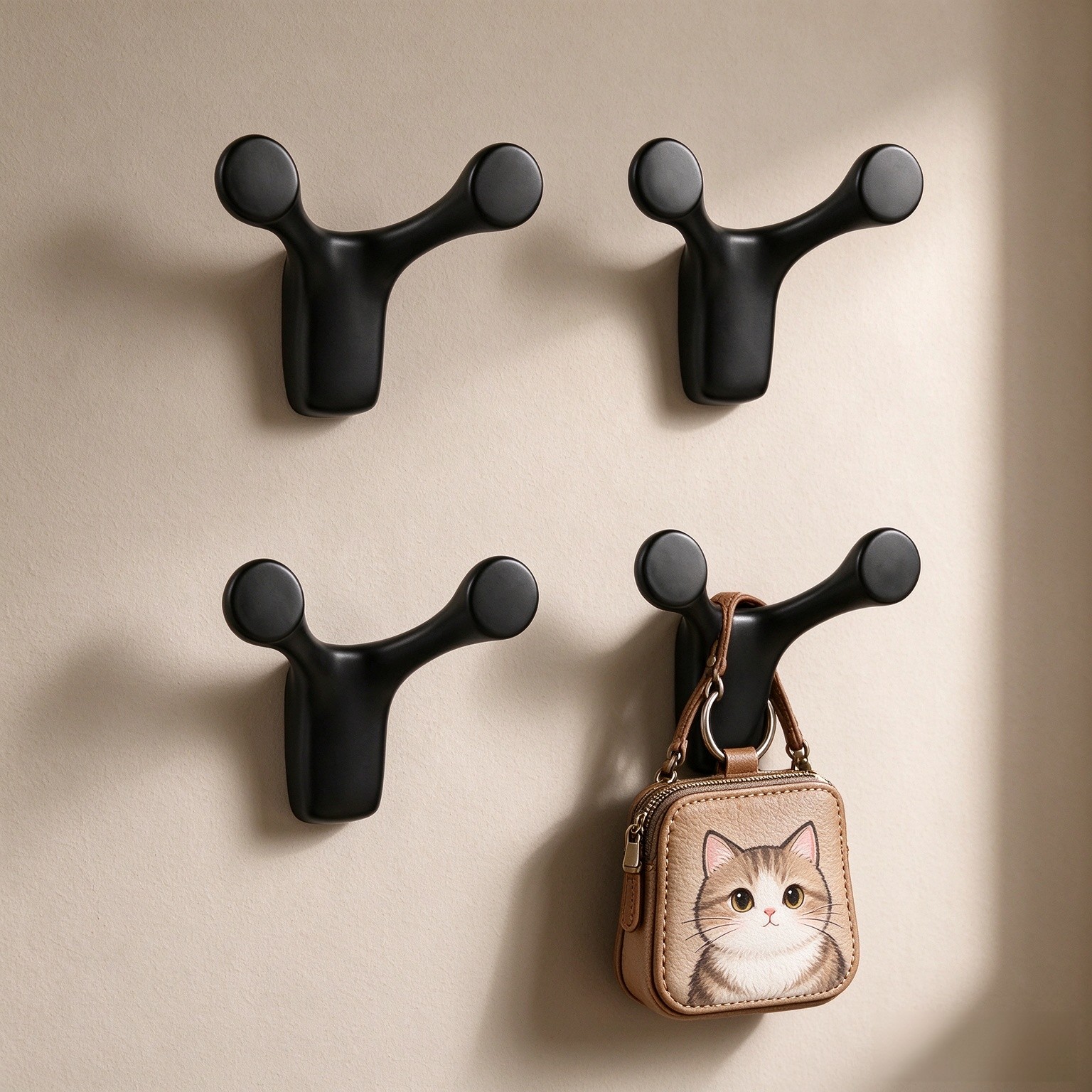 POZEAN Coat Rack Wall Mount, 4PCS Black Backpack Decorative Hanging Hooks