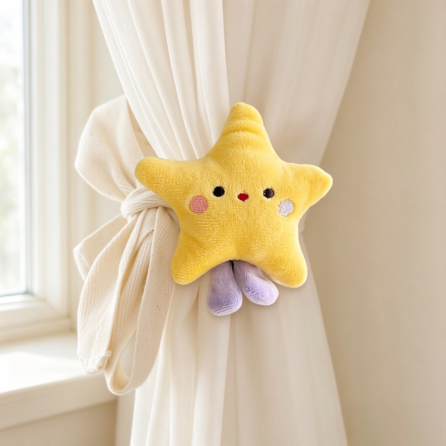 2 Pcs Star Curtain Tiebacks Cartoon Star Shape Bedroom Accessories, Curtain Holders for Nursery, Baby & Kids Room Windows Home Decor