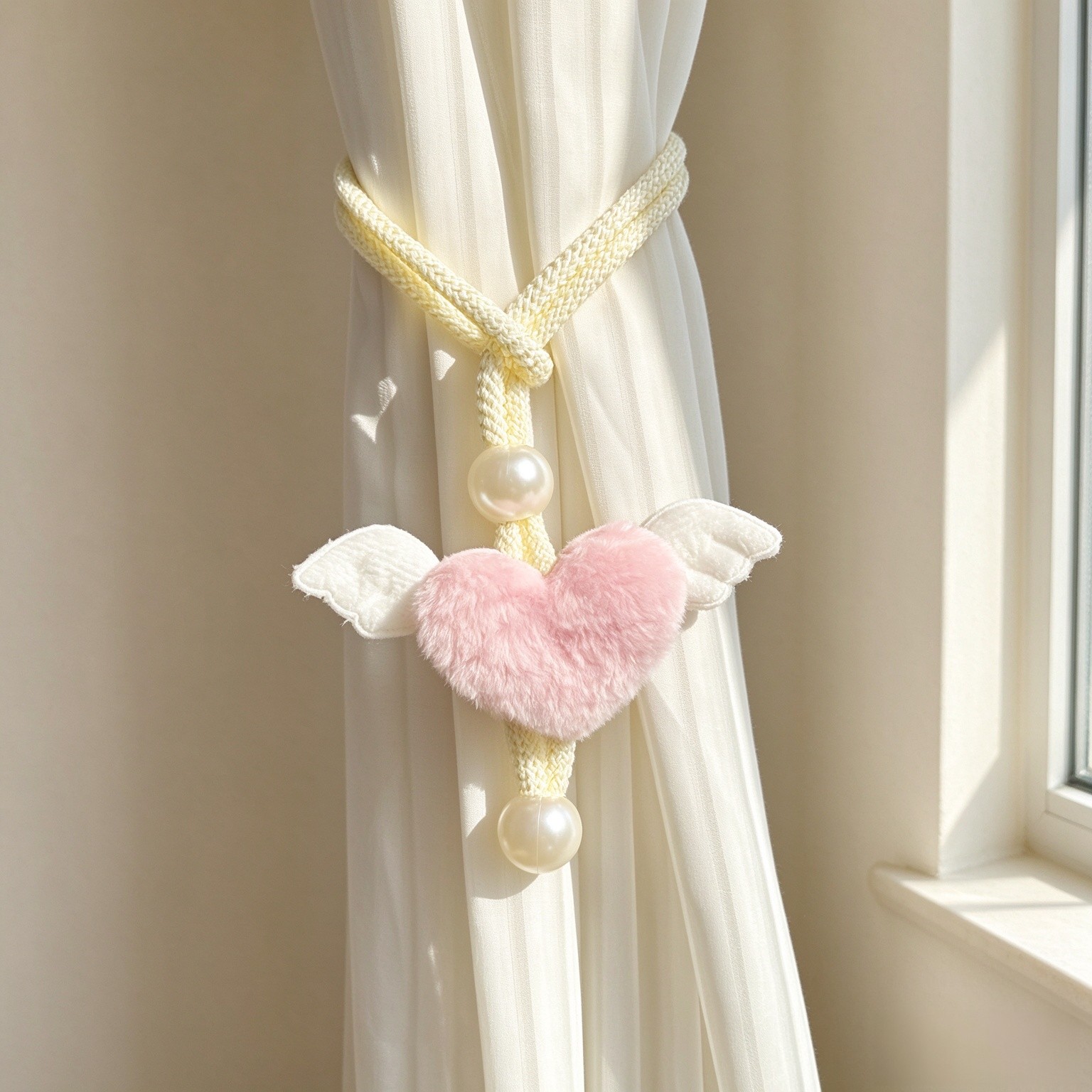 2PCS Heart Star Shaped Curtain Ties, Boho Cute Curtain Holdbacks Elegant Curtain Tiebacks for Home Living Room Bedroom Window Decor