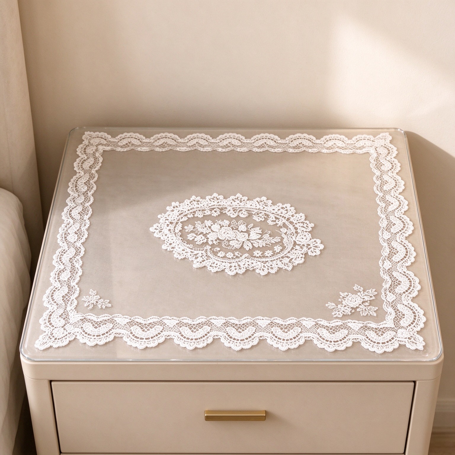 Heat Resistant Bedside Table Mat, Square Nightstand Dust Cover