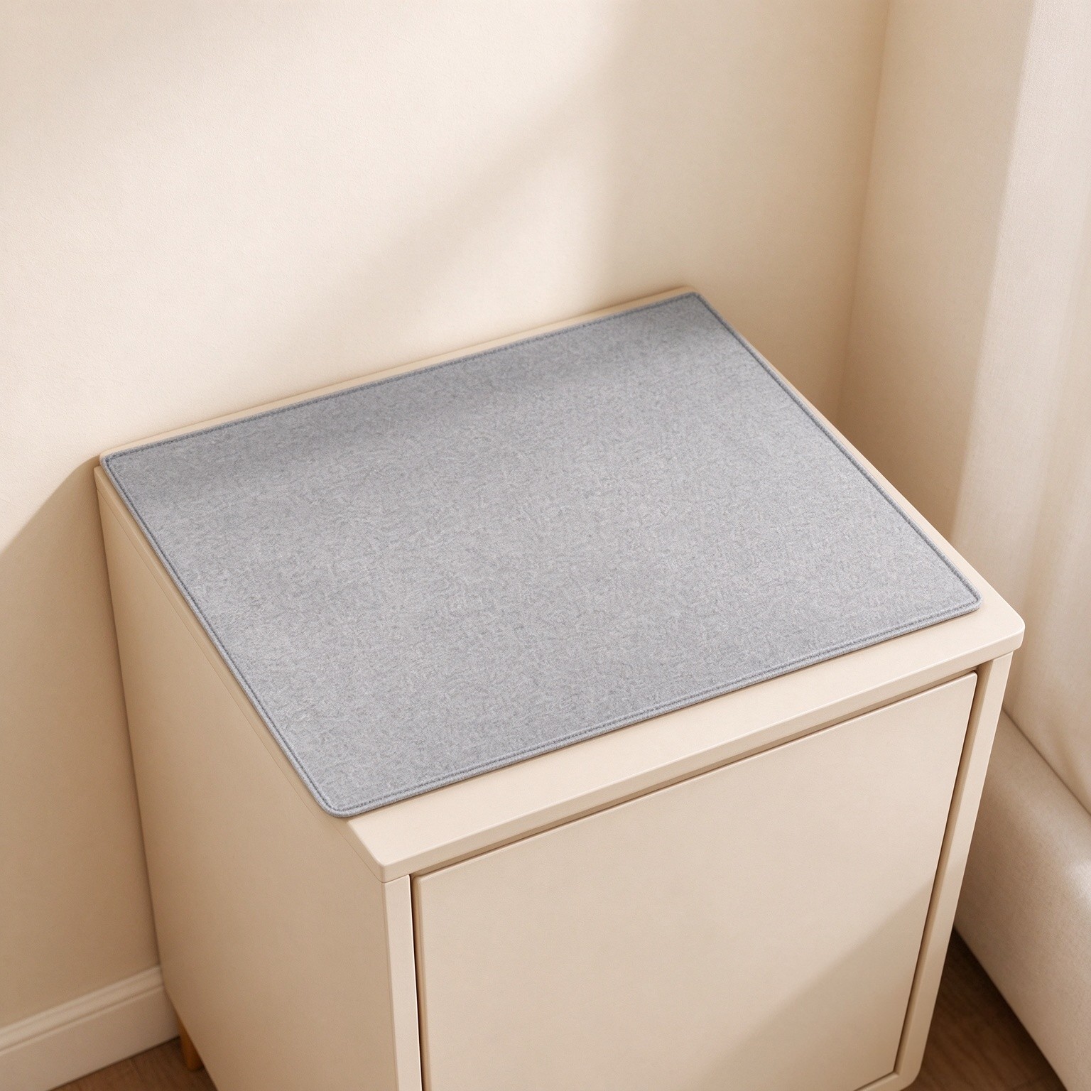 Small Square Side Table Runner, Customizable Bedside Tablecloth Dresser Top Protector Dust Cover End Tabletop Coffee Desk Topper Tea House Waterproof Heat Resistant Mats(Light Grey(WxL),17x17 in)