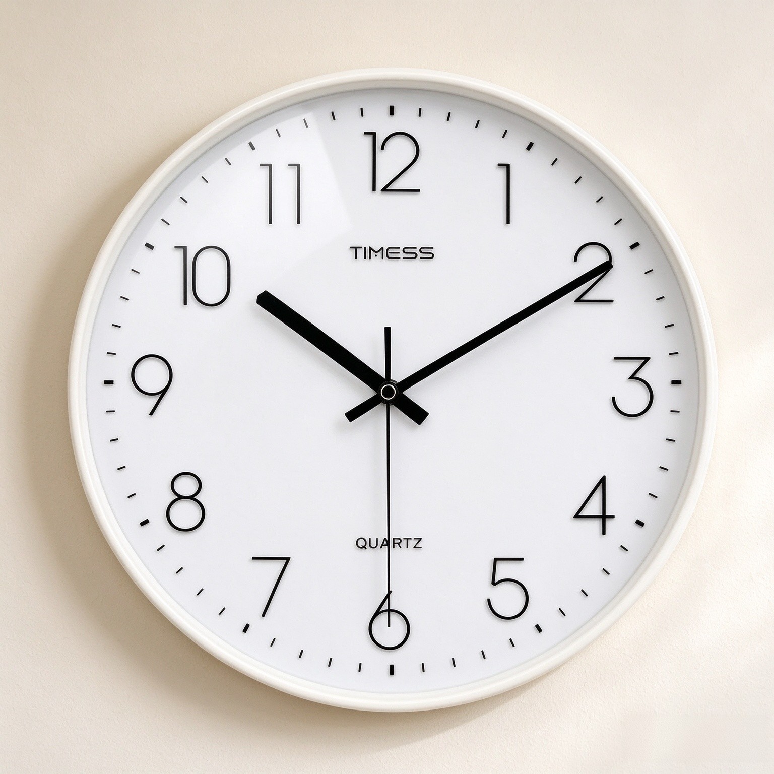 12 Inch Silent Wall Clock，High-Precision Analog Clock，White